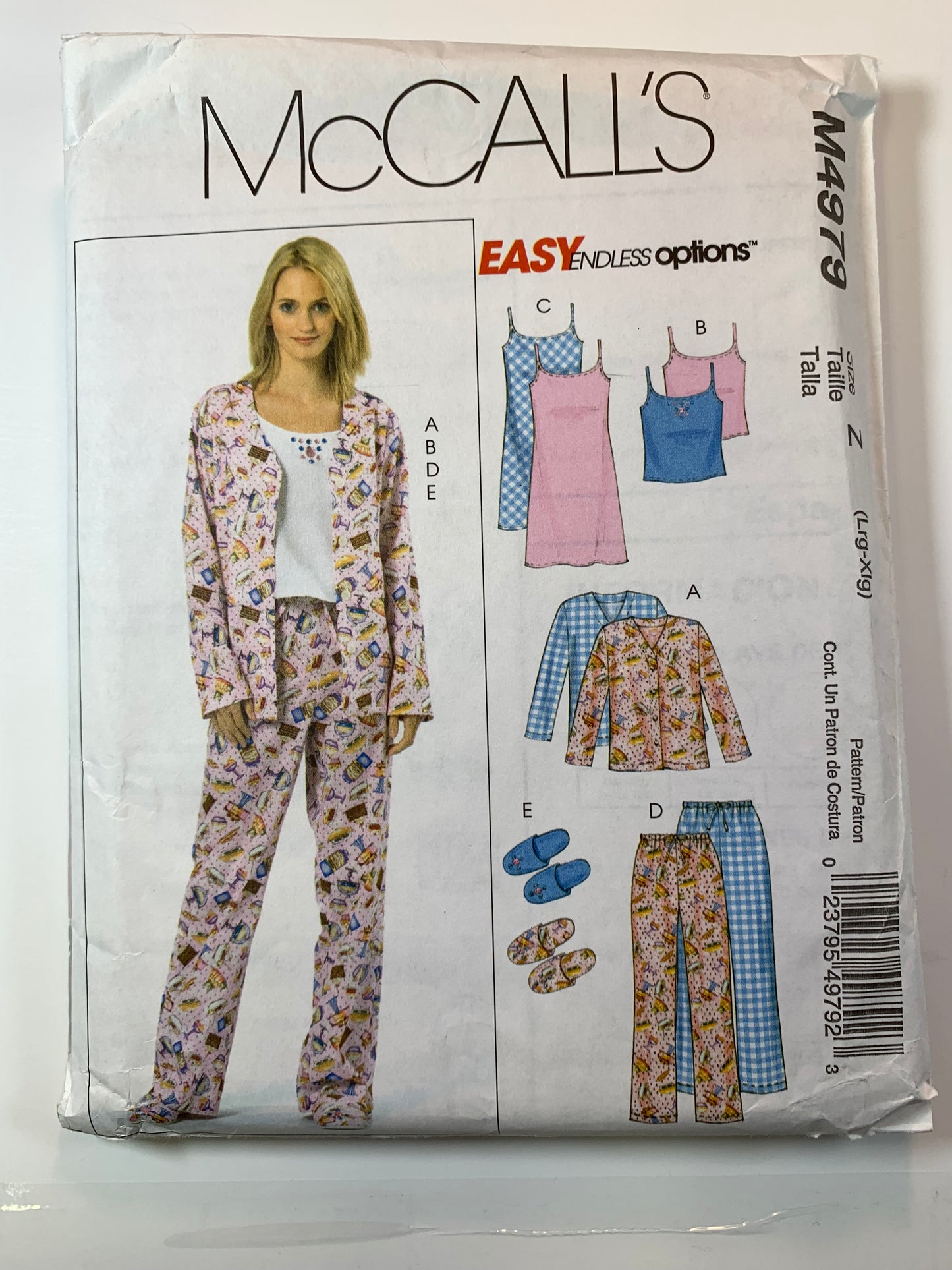 McCalls' Misses' Nightgown, Pajamas, Tops, Pants, Slippers, Camisole, Size 16-18, Cut, 2005