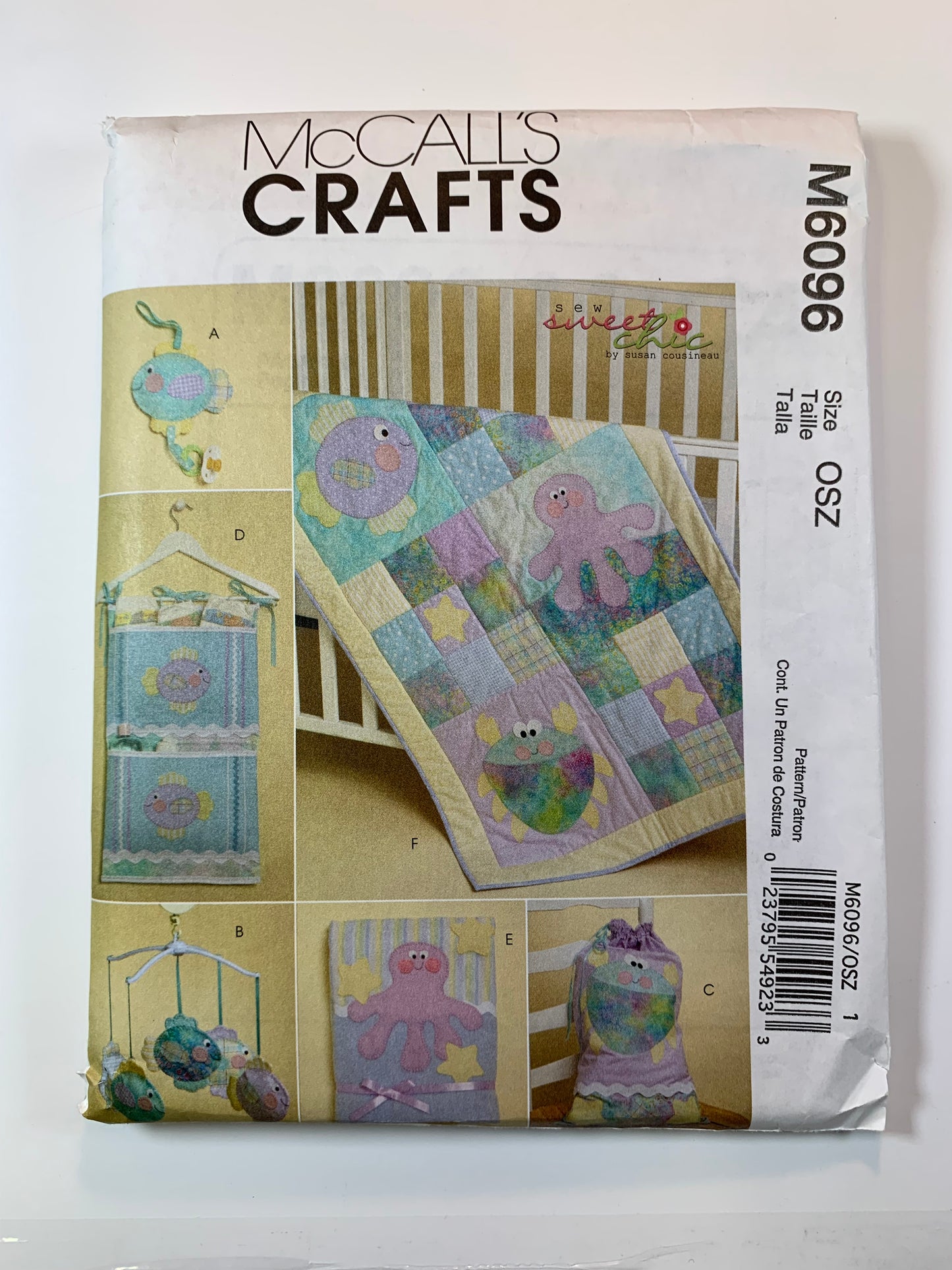 McCall's M6096 Home Decor Crafts, Baby Quilt, Blanket, Organizer, Bag, Pacifier Clip, Mobile, Uncut, 2010