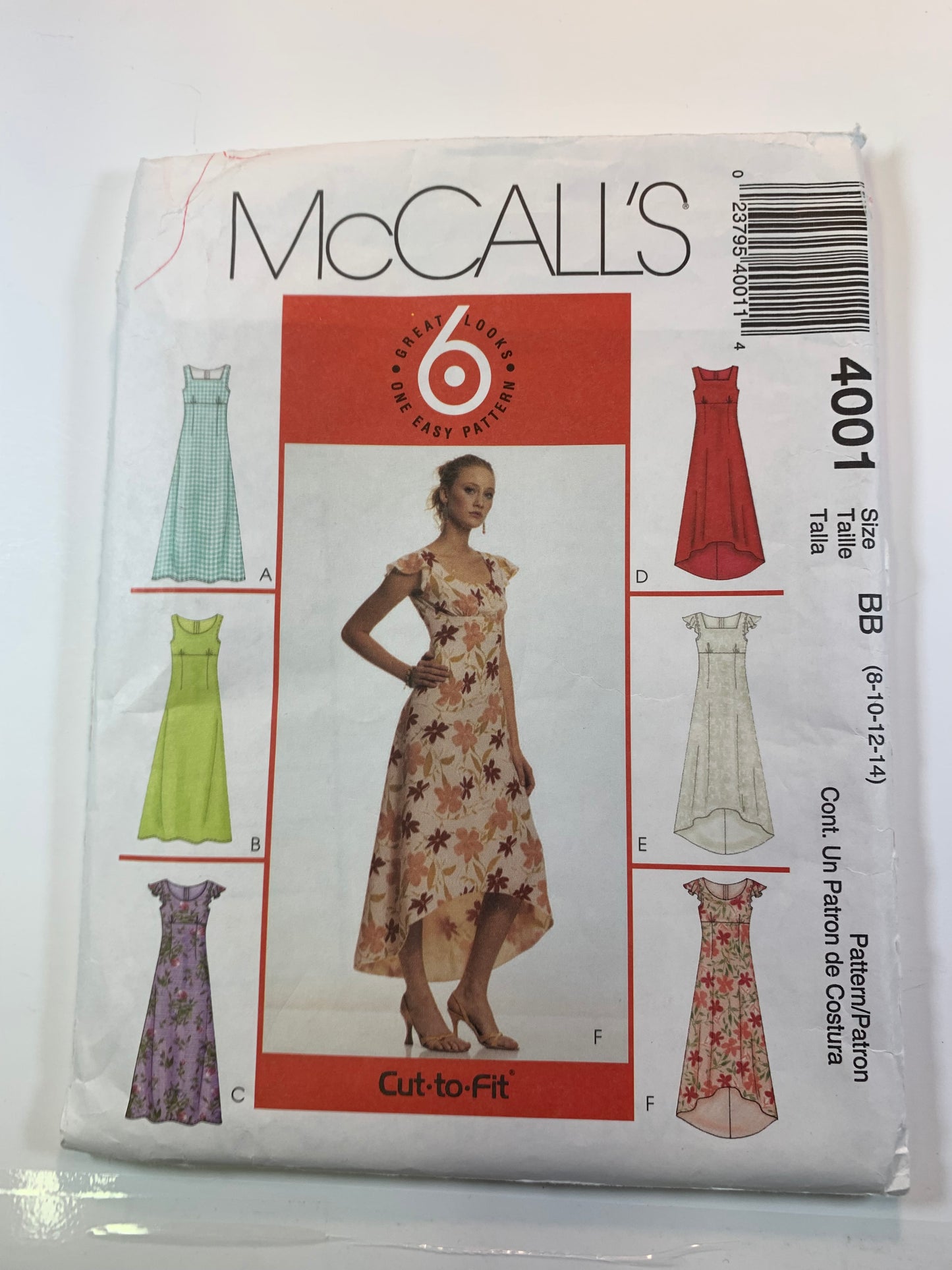 McCall's 4001 Misses'/Miss Petite Dresses, Size 8-14, Cut, 2003