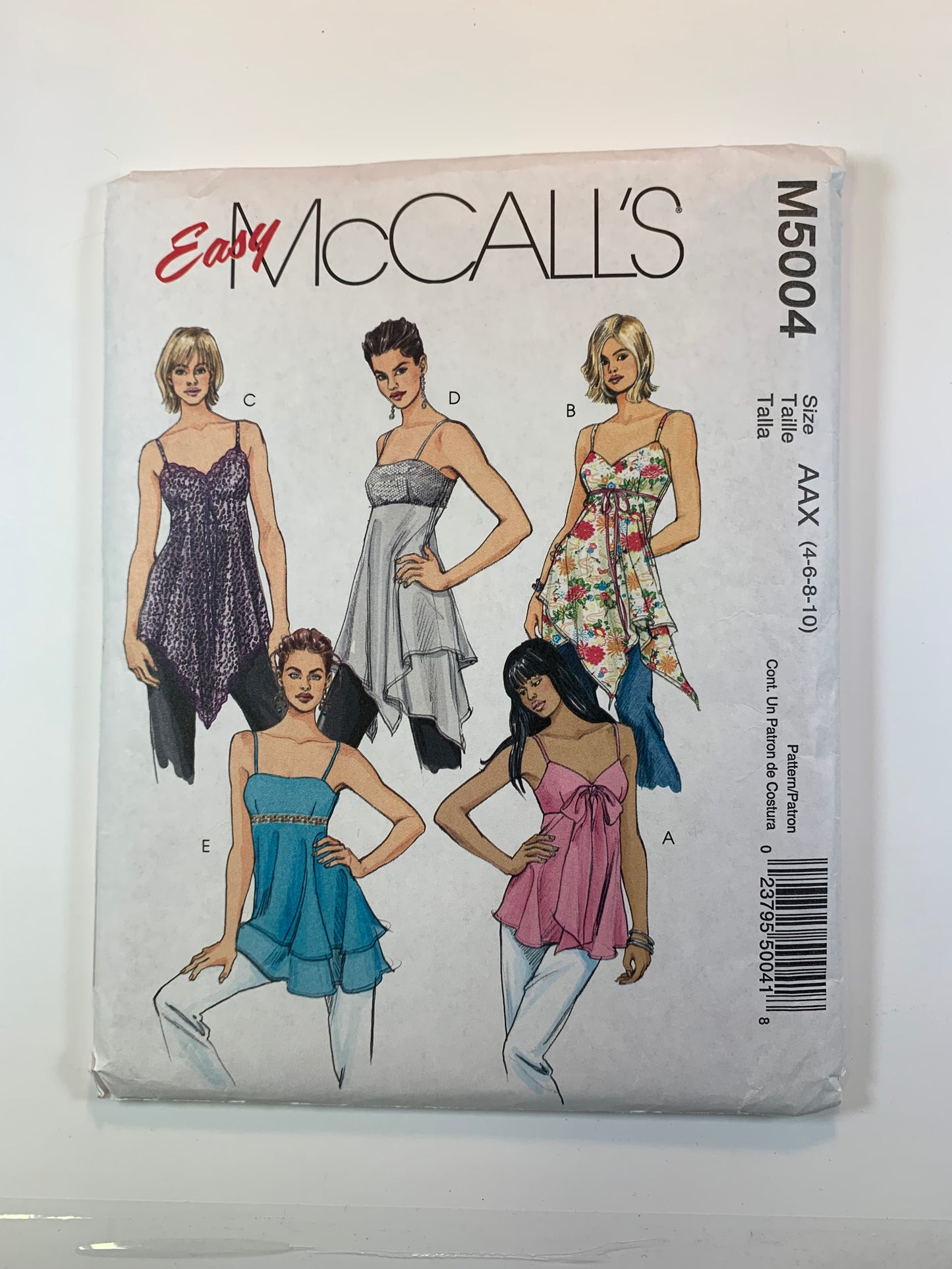 McCall's M5000 Misses' Tops, Tunics, Size 4-10, Cut, 2005