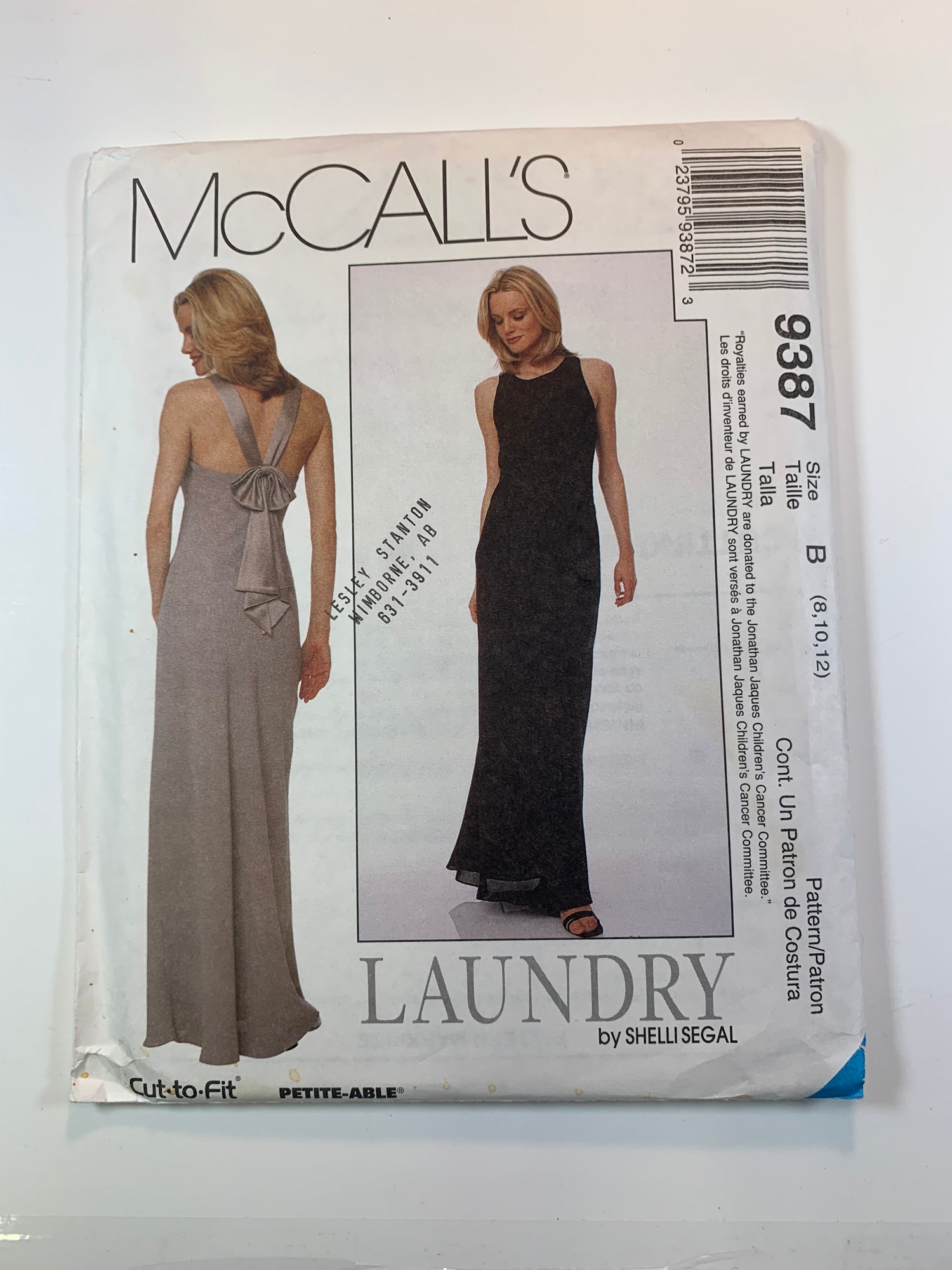 McCall's 9387 Misses' Dress, Gowns, Size 8-12, Uncut, Vintage 1998