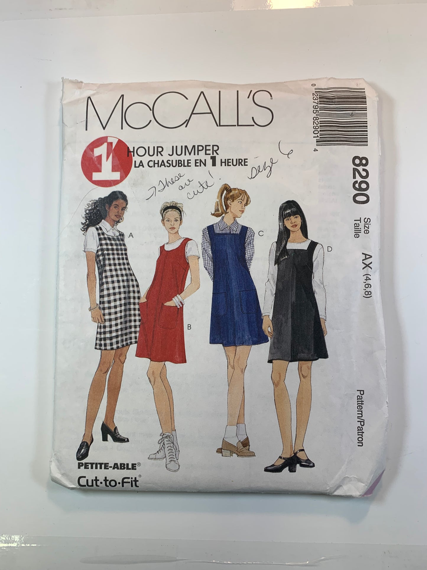 McCall's 8290 Misses' Jumper, Size 4-8, Uncut, Vintage 1996