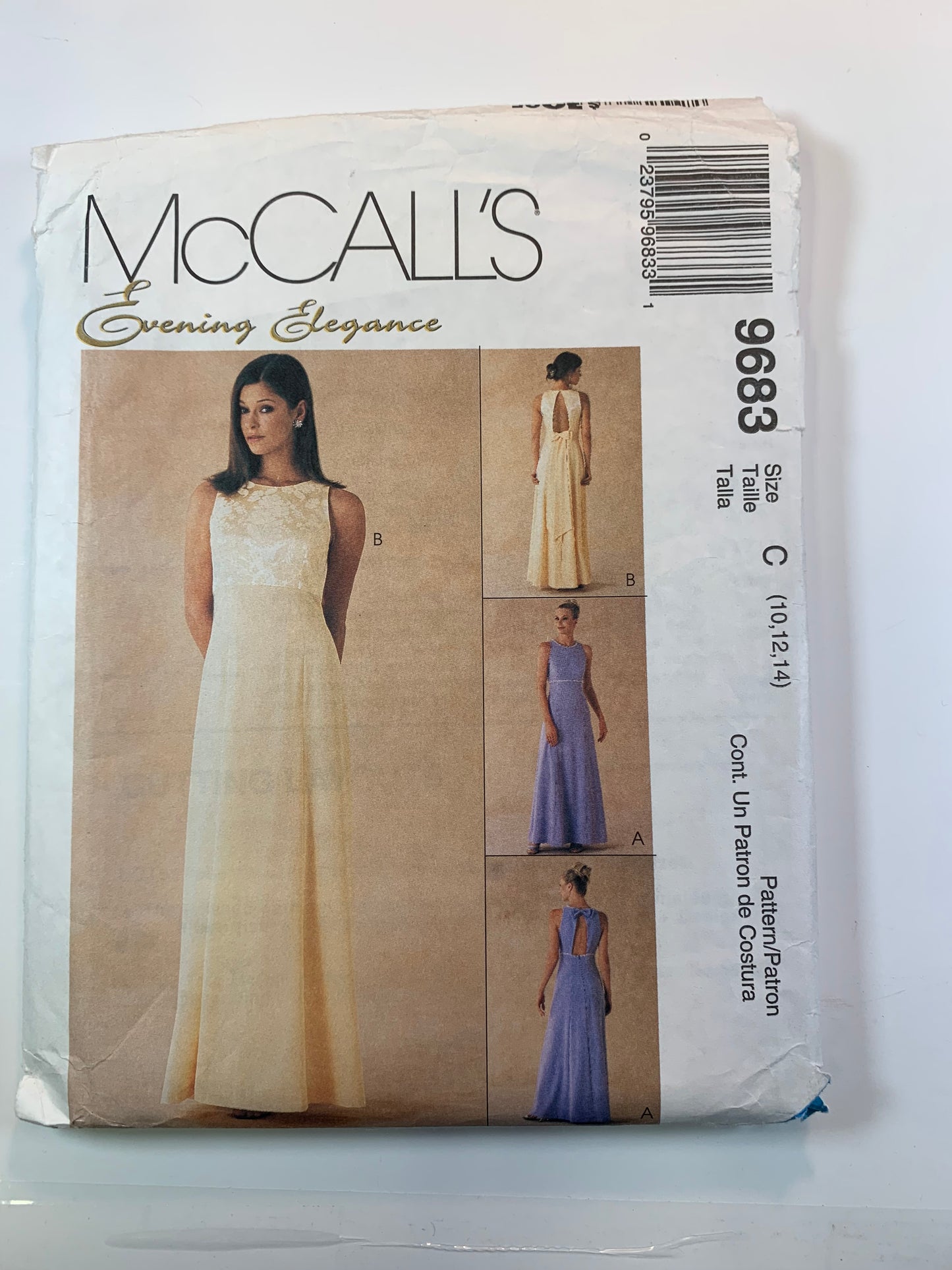 McCall's 9683 Misses' Dress, Gowns, Size 10-14, Cut, Vintage 1998