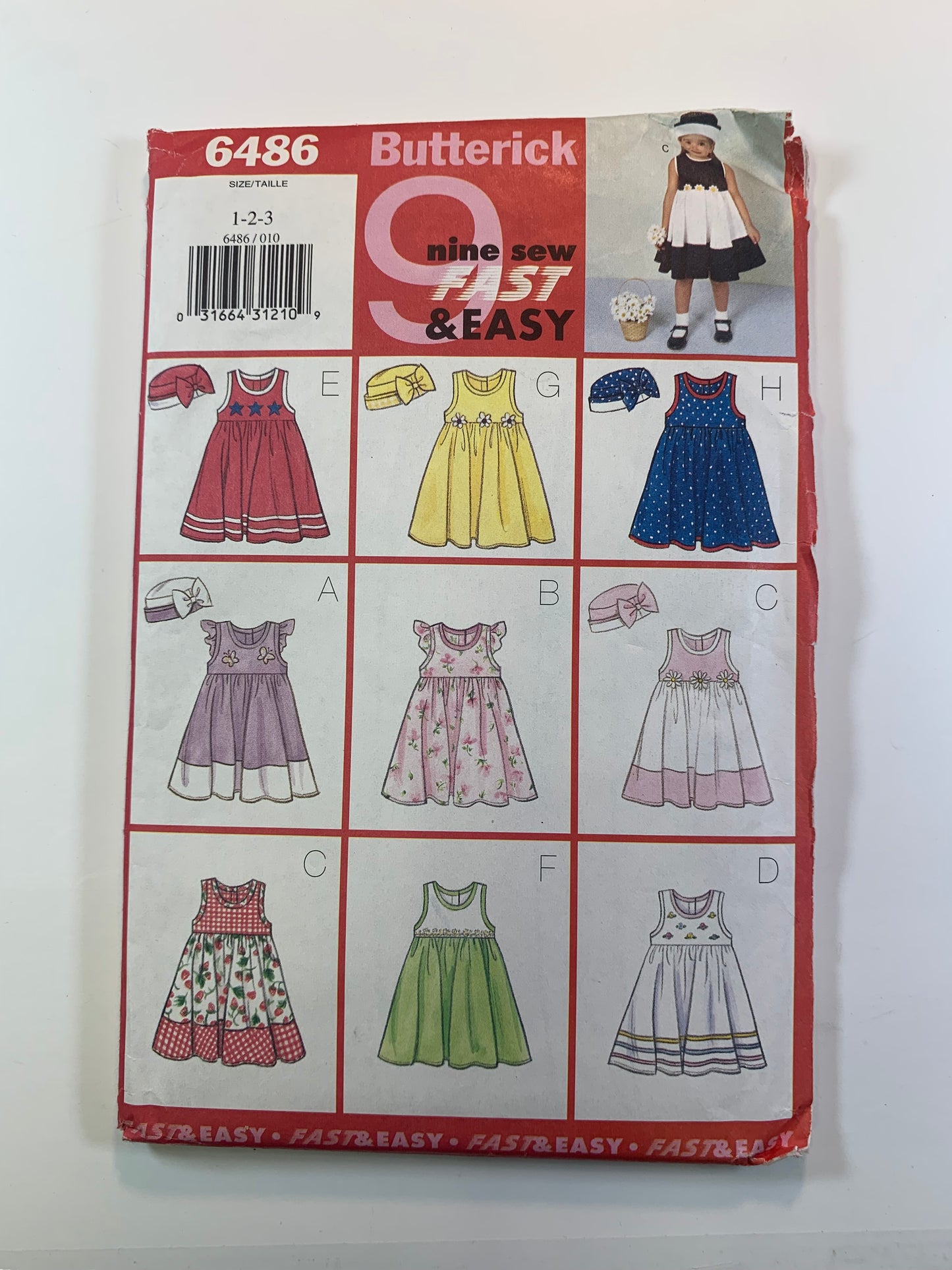Butterick 6486 Girls' Dress, Size 1-3, Uncut, Vintage 1999