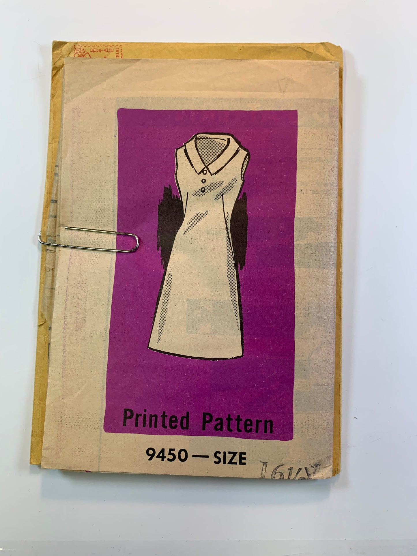 Mail Ordered Sewing Pattern 9450 Misses' Dress, Size 161/2, Cut, Vintage 1967