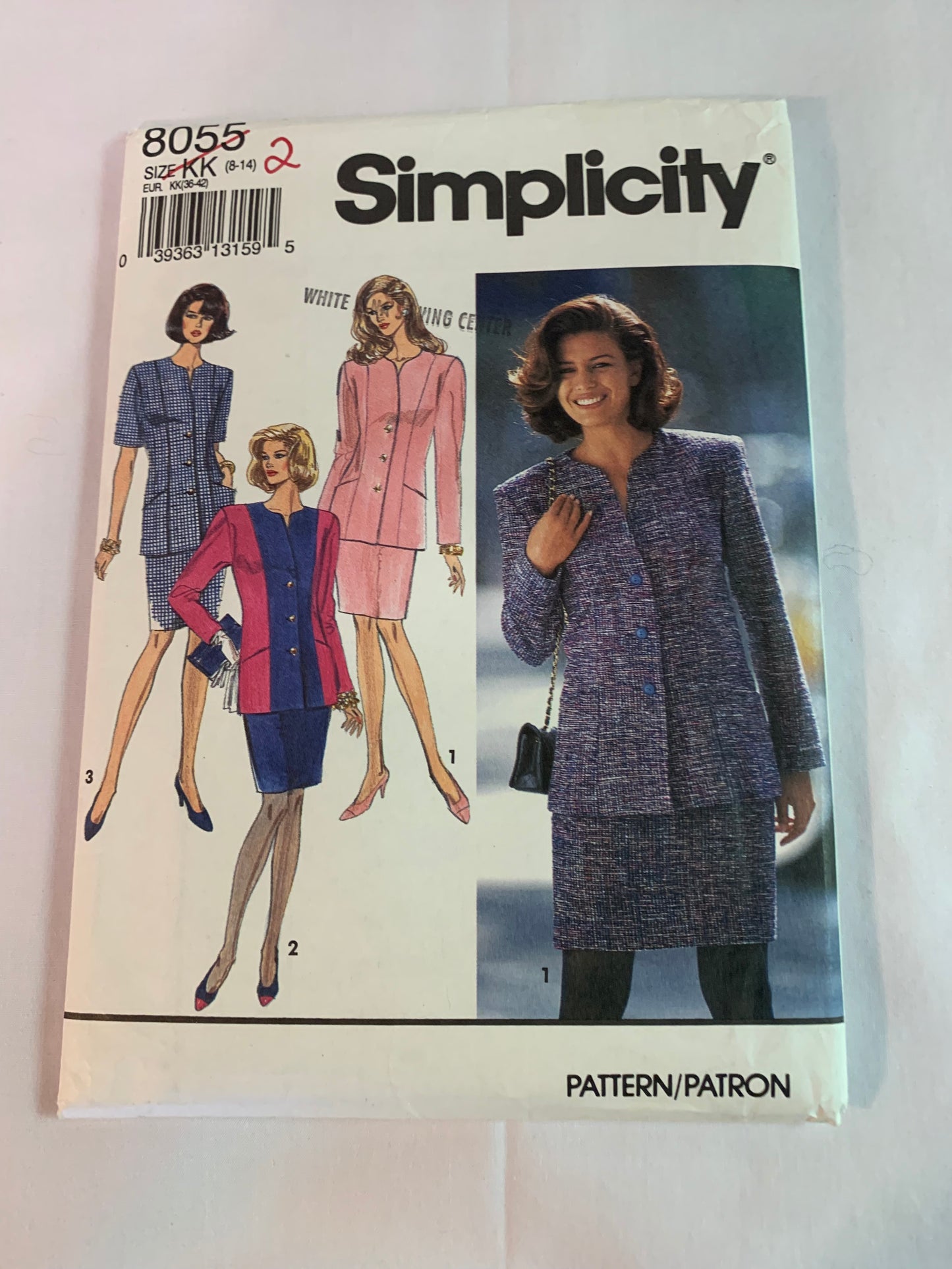 Simplicity Sewing Pattern 8055 Misses'/Miss Petite Skirt, Lined Jacket, Zipper Back, Princess Seams, Pockets, Size 8-14, Uncut, Vintage 1992