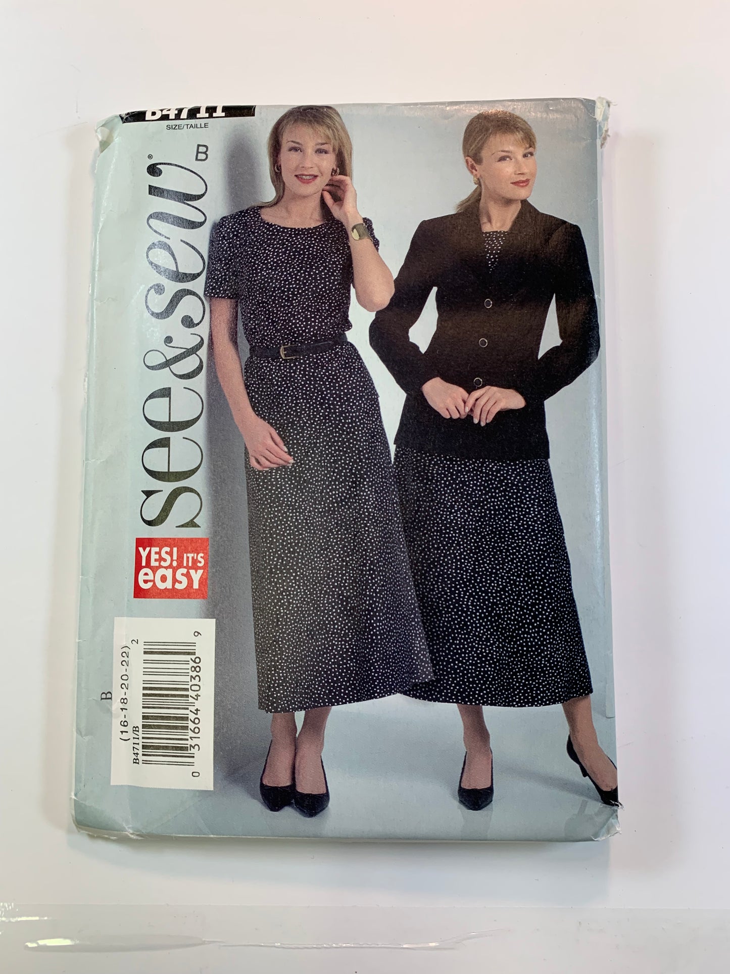 Butterick B4711 Misses'/Misses' Petite Jacket, Dress, Skirt, Top, Size 16-22, Uncut, 2006