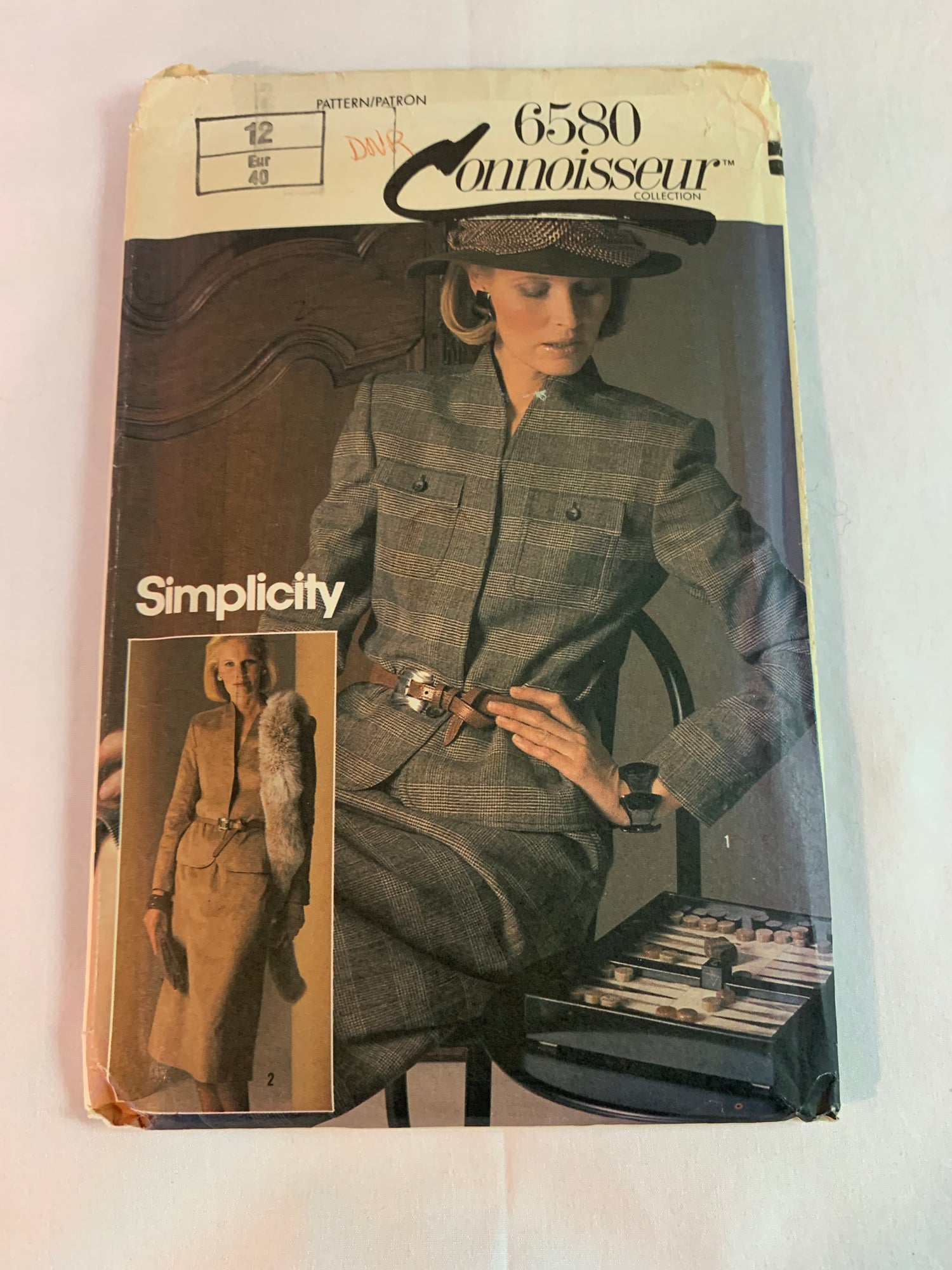 Simplicity Sewing Pattern 6580 Misses' Lined Suit, Jacket, Skirt, Princess Seams, Pockets, Size 12, Uncut, Vintage 1984