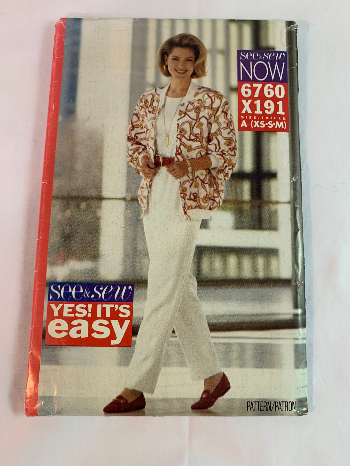 Butterick Sewing Pattern See & Sew 6760 Misses' Jacket, Tapered Pants, Loose-Fitting, Zipper Front, Shoulder Pads, Pockets, Size 6-14, Uncut, Vintage 1993