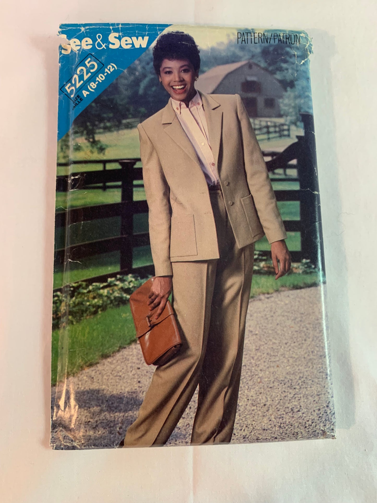 Butterick Sewing Pattern 5225 Misses' Jacket, Pants, Shoulder Pads, Loose-Fitting, Pockets, Collar, Tapered, Size 8-12, Uncut, Vintage 1970