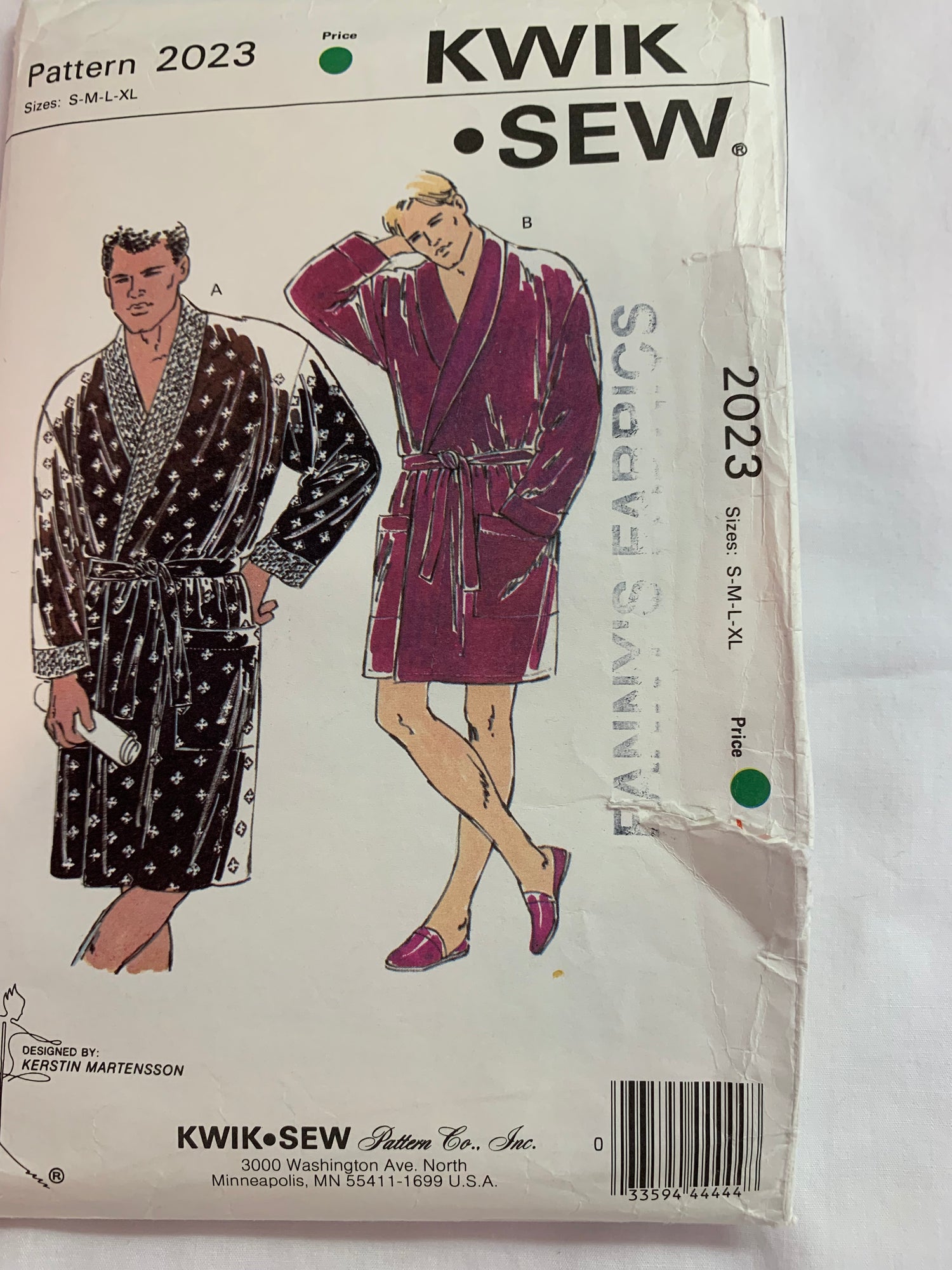 KWIK Sewing Pattern 2023 Men's Robes, Tie Belt, Long Sleeves, Pockets, Two Lengths, Size 34-44, Cut, Vintage 1980