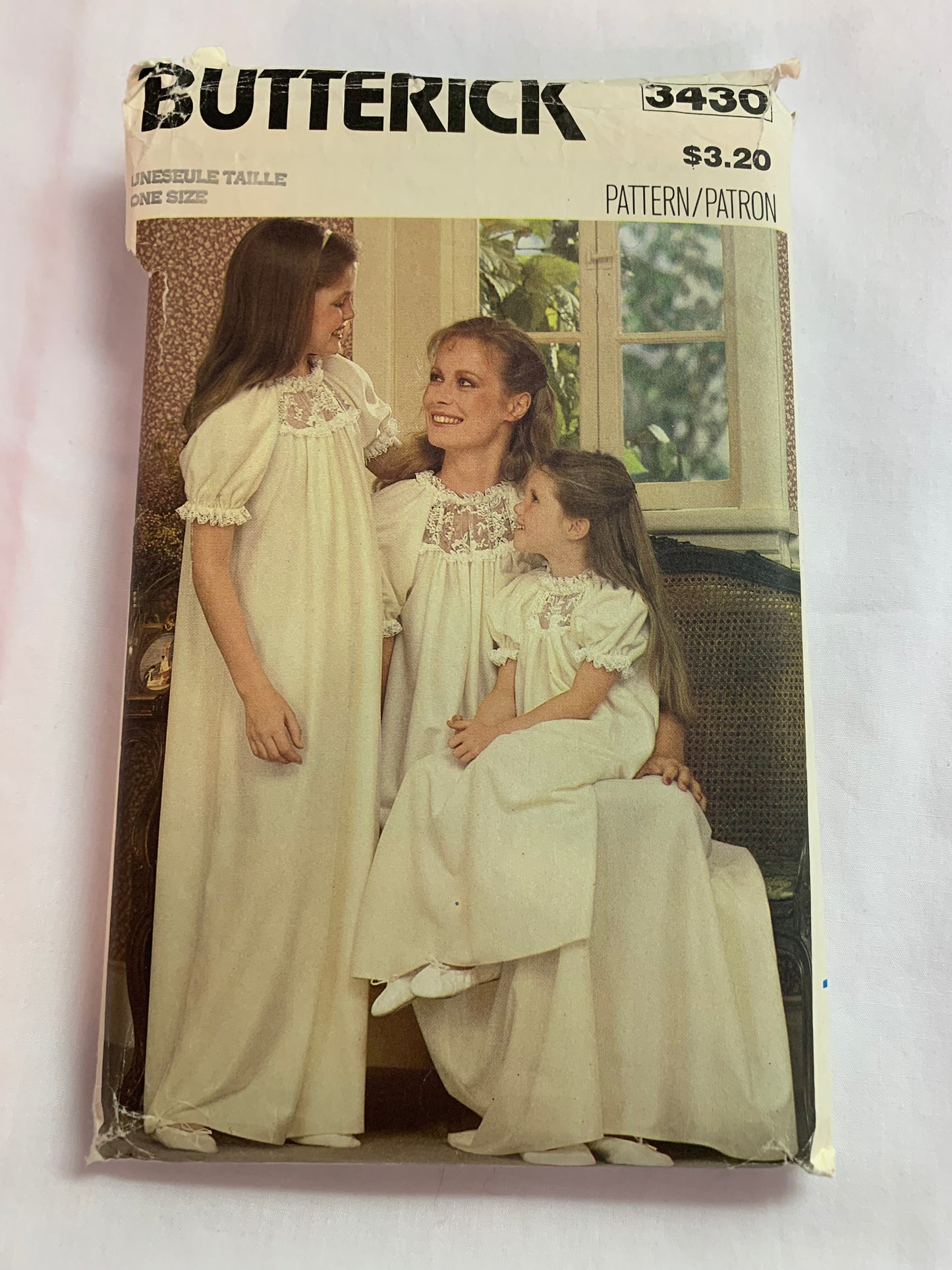 Butterick Sewing Pattern 3430 Misses'/Girls' Nightgown, Loose-Fitting, Short Puffed Raglan Sleeves, Size 8-18, Cut, 2001