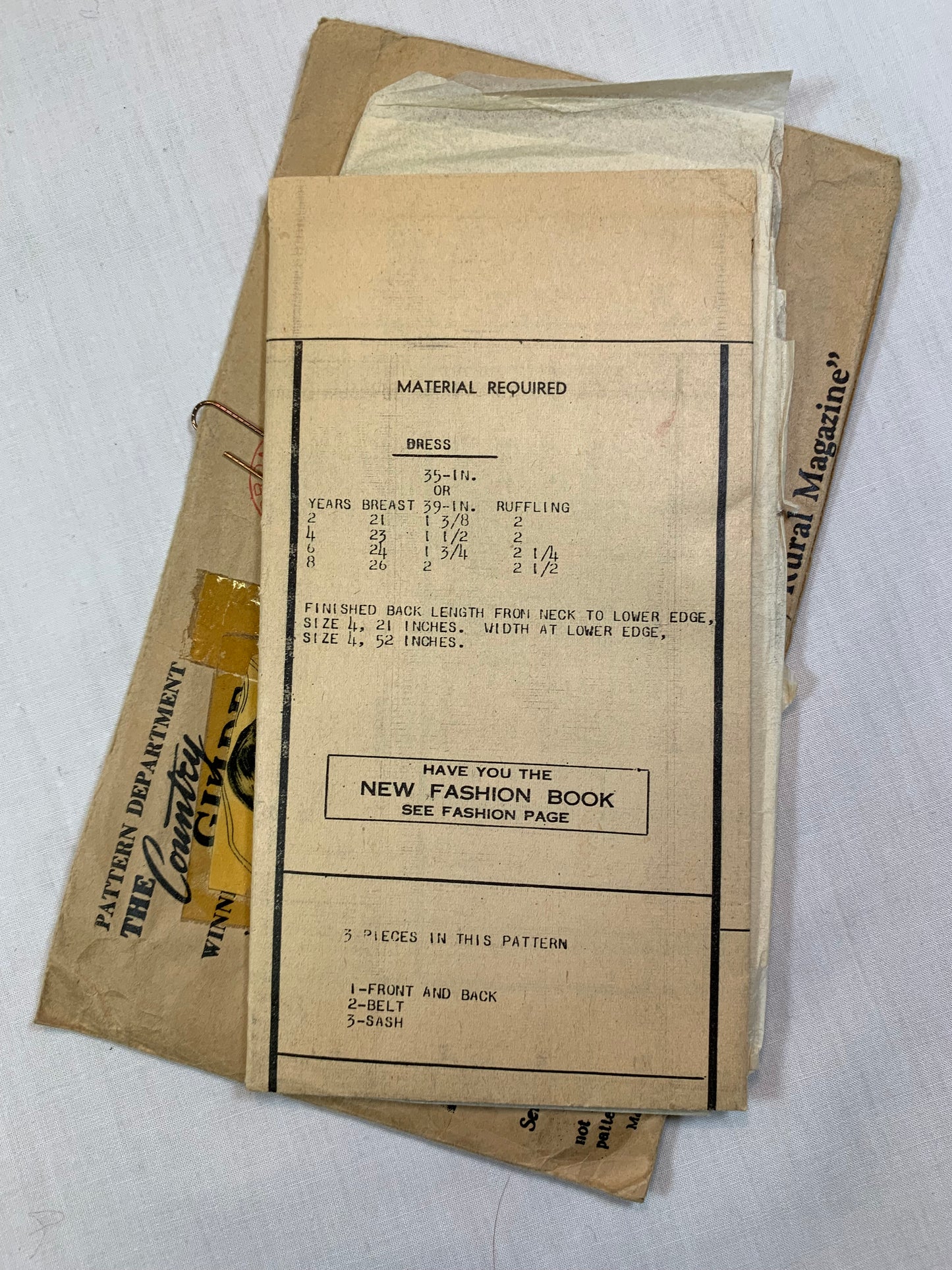 Mail Ordered Sewing Pattern 3038 Girls' Dress, Size 4, Cut, Vintage 1958