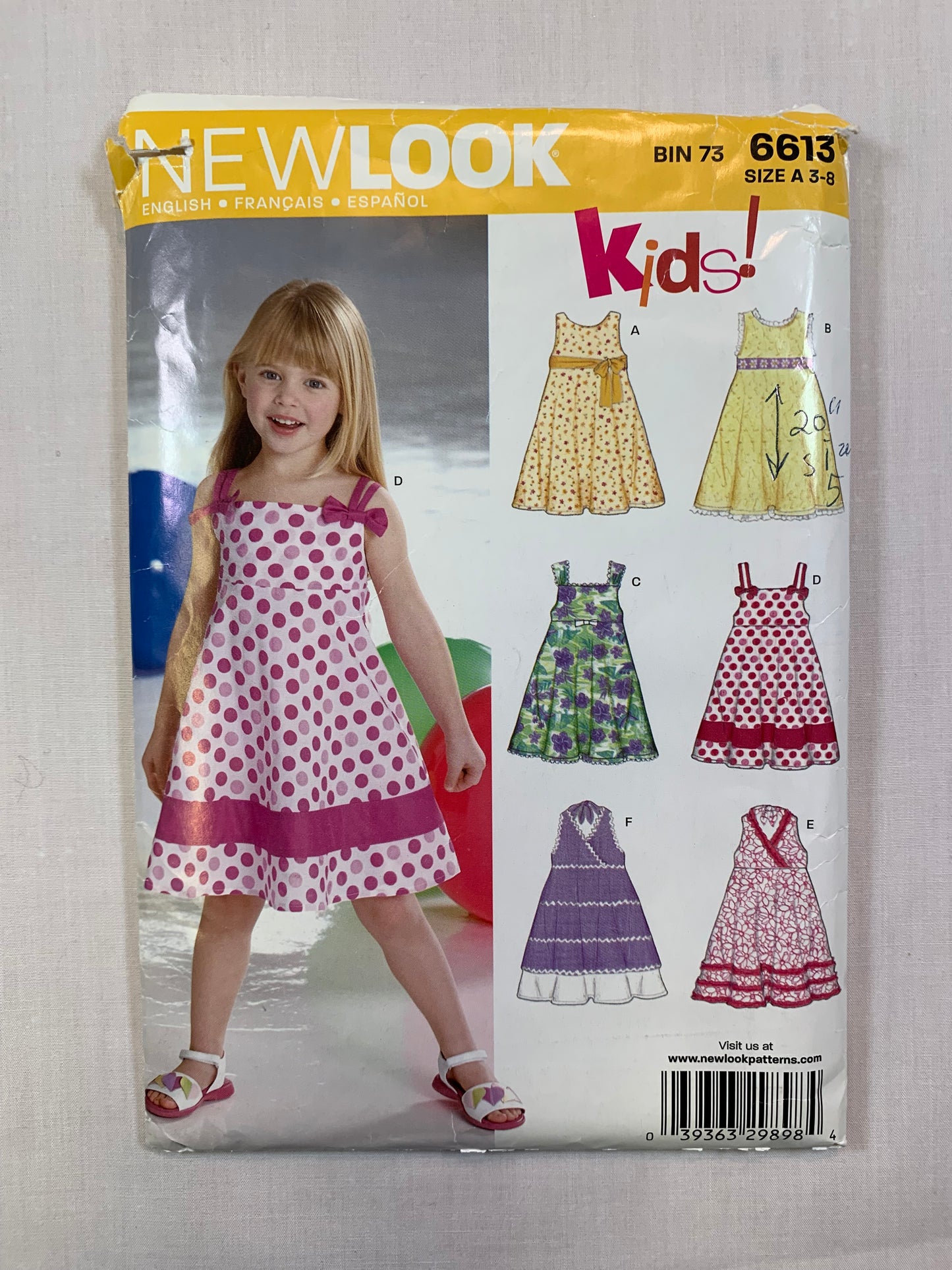 Simplicity New Look 6613 Girls' Dress, Size 3-8, Cut