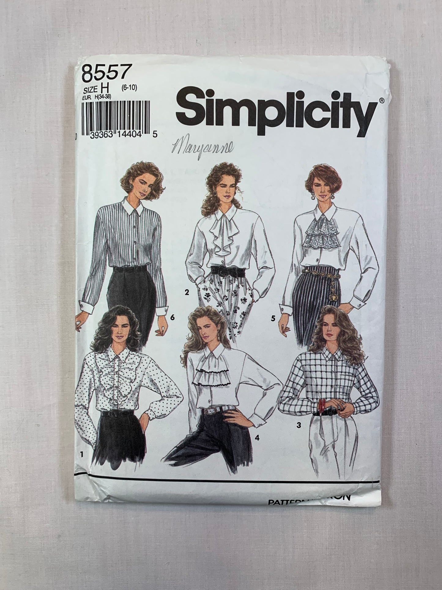 Simplicity 8557 Misses' Shirt, Detachable Jabots, Size 6-10, Cut, Vintage 1993