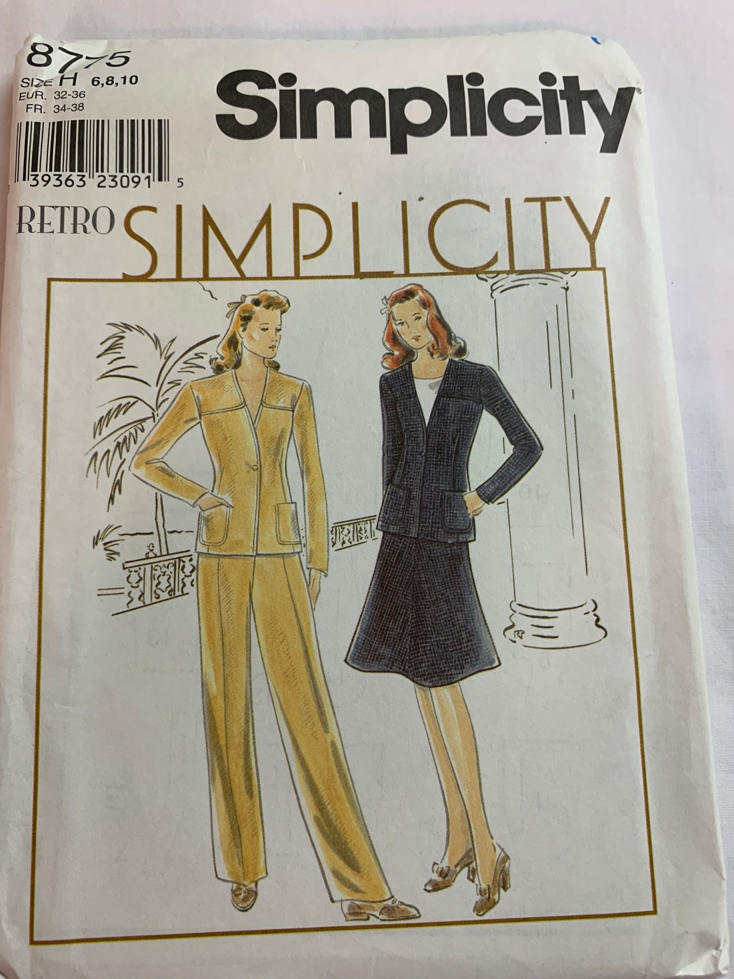 Simplicity Sewing Pattern 8775 Misses' Jacket, Skirt, Pants, Lined, Fitted, Button Front, Zipper Back, Size 6-10, Uncut, Vintage 1999