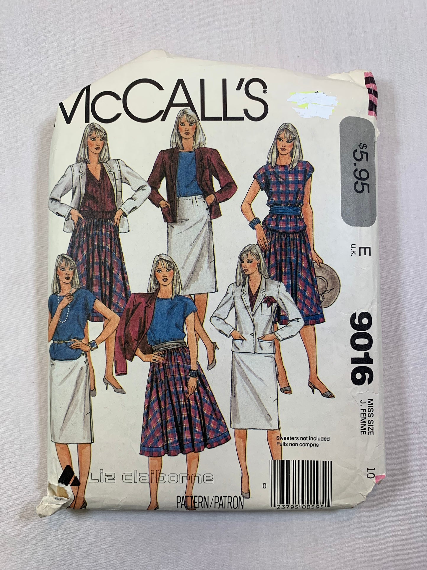 McCall's 9016 Misses' Jacket, Top, Skirt, Size 10, Cut, Vintage 1984