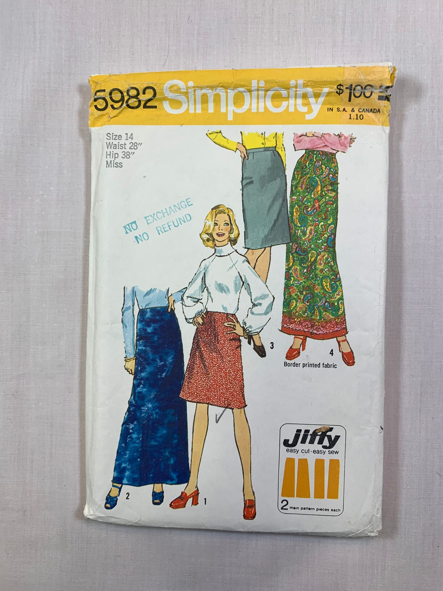 Simplicity 5232 Misses' Skirts, Size 14, Cut, Vintage 1973