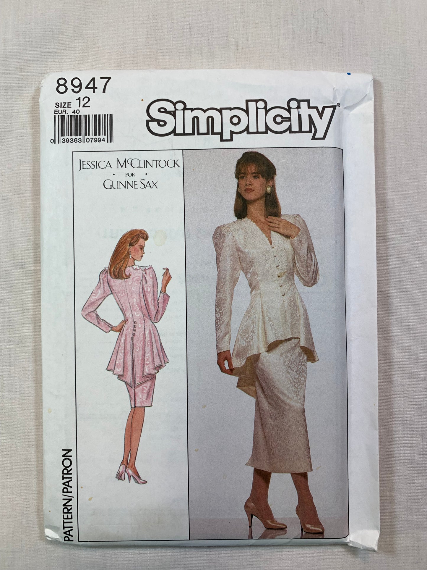 Simplicity 8947 Misses' Jacket, Skirt, Size 12, Uncut, Vintage 1988