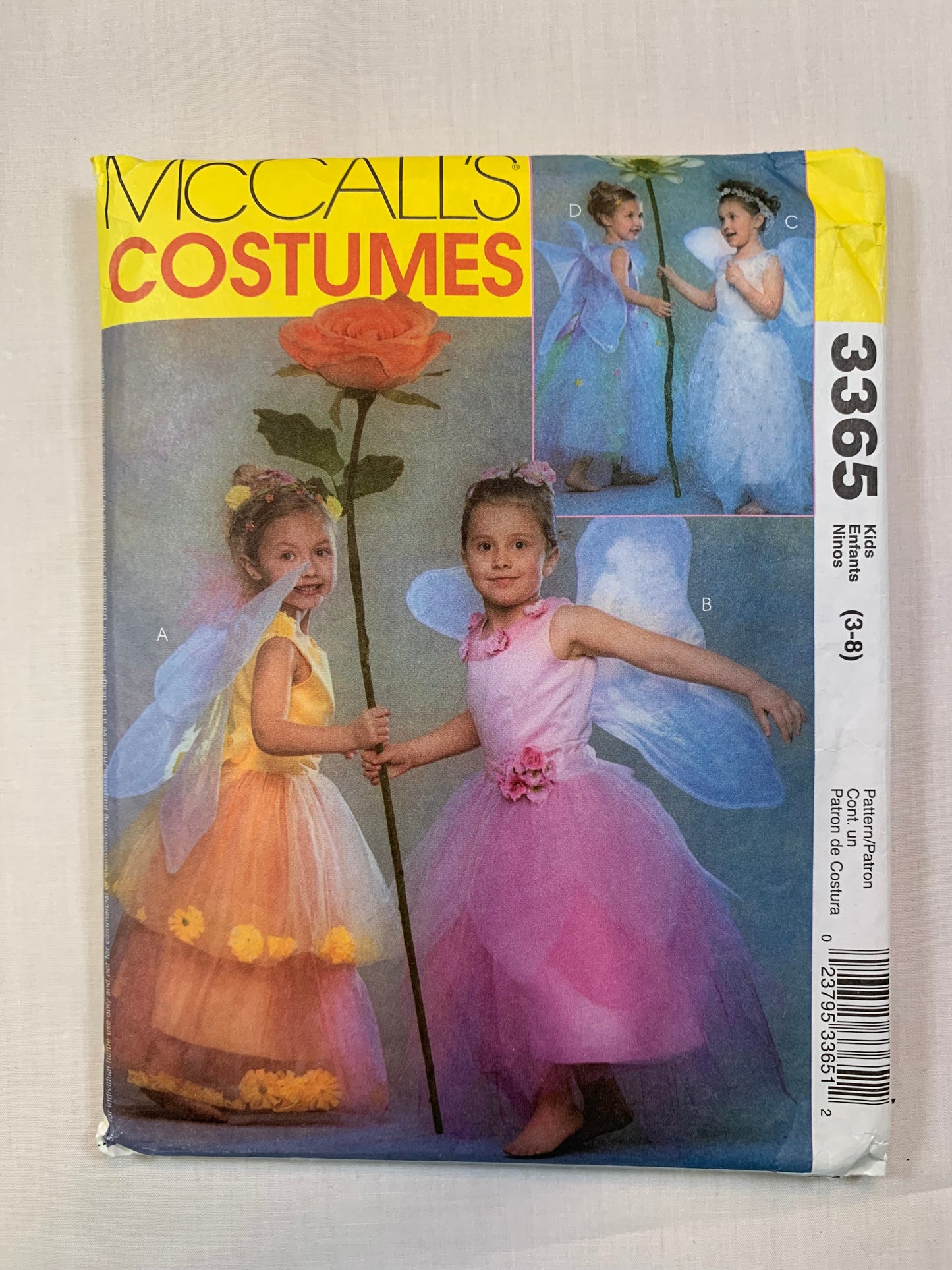 McCall's 3365 Girl's Costumes Flower Fairy, Size 3-8, Uncut, 2001