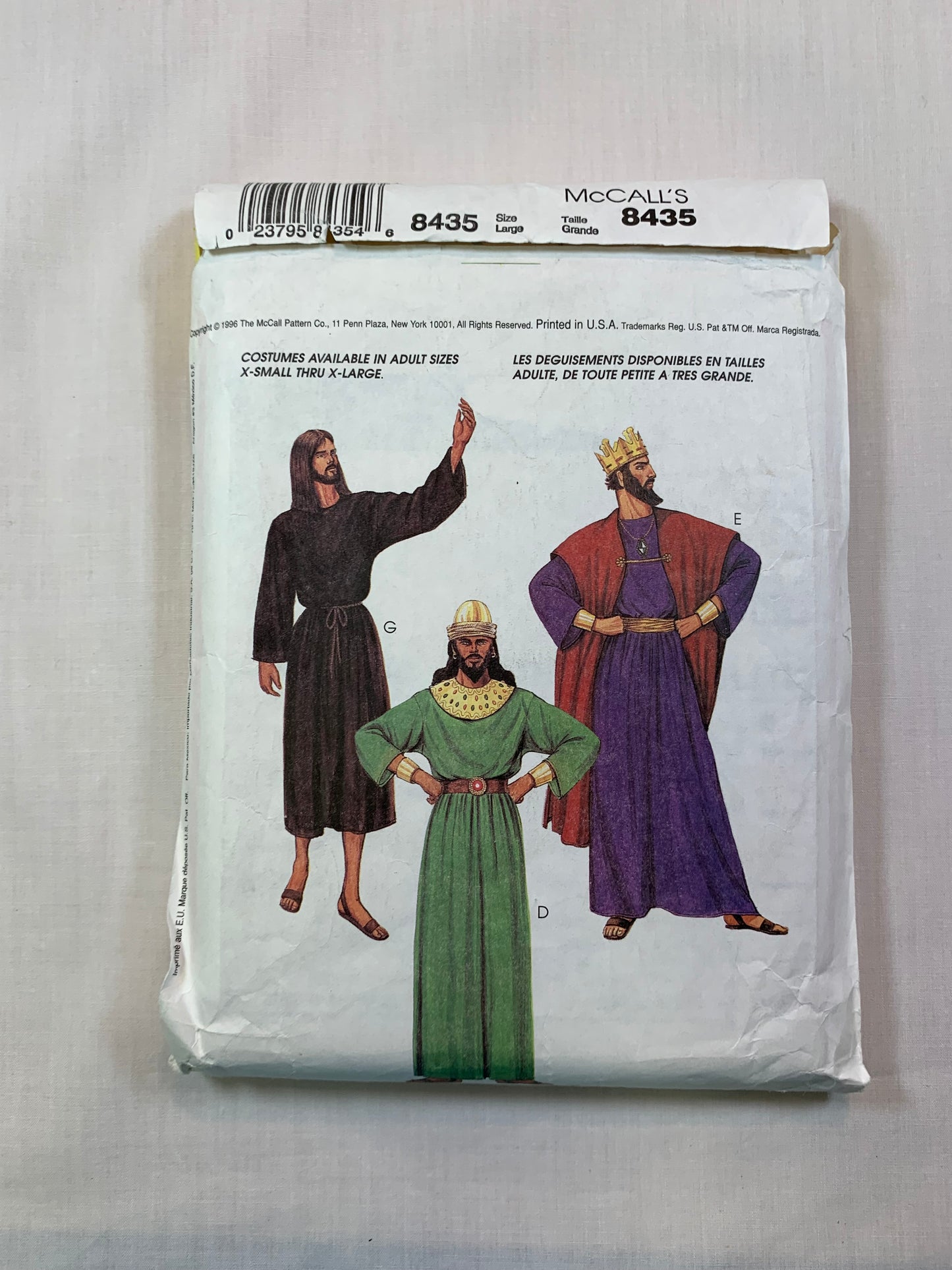 McCall's 8435 Men's/Misses'/Teens Costumes Shepherd, King, Angel, Mary, Wise Men, Jesus, Size 40-42, Cut. Vintage 1996