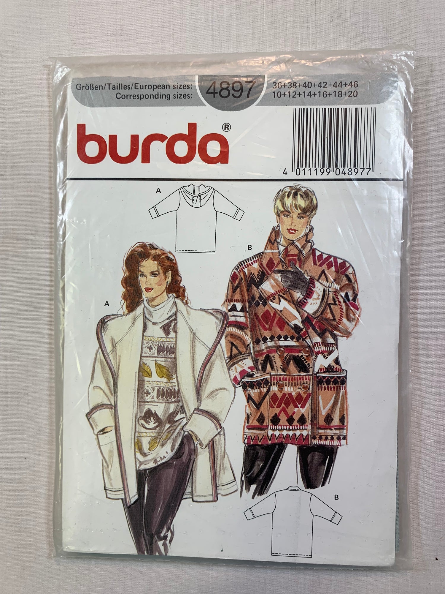 Burda 4897 Misses' Coat, Jacket, Size 10-12, Cut, 2000