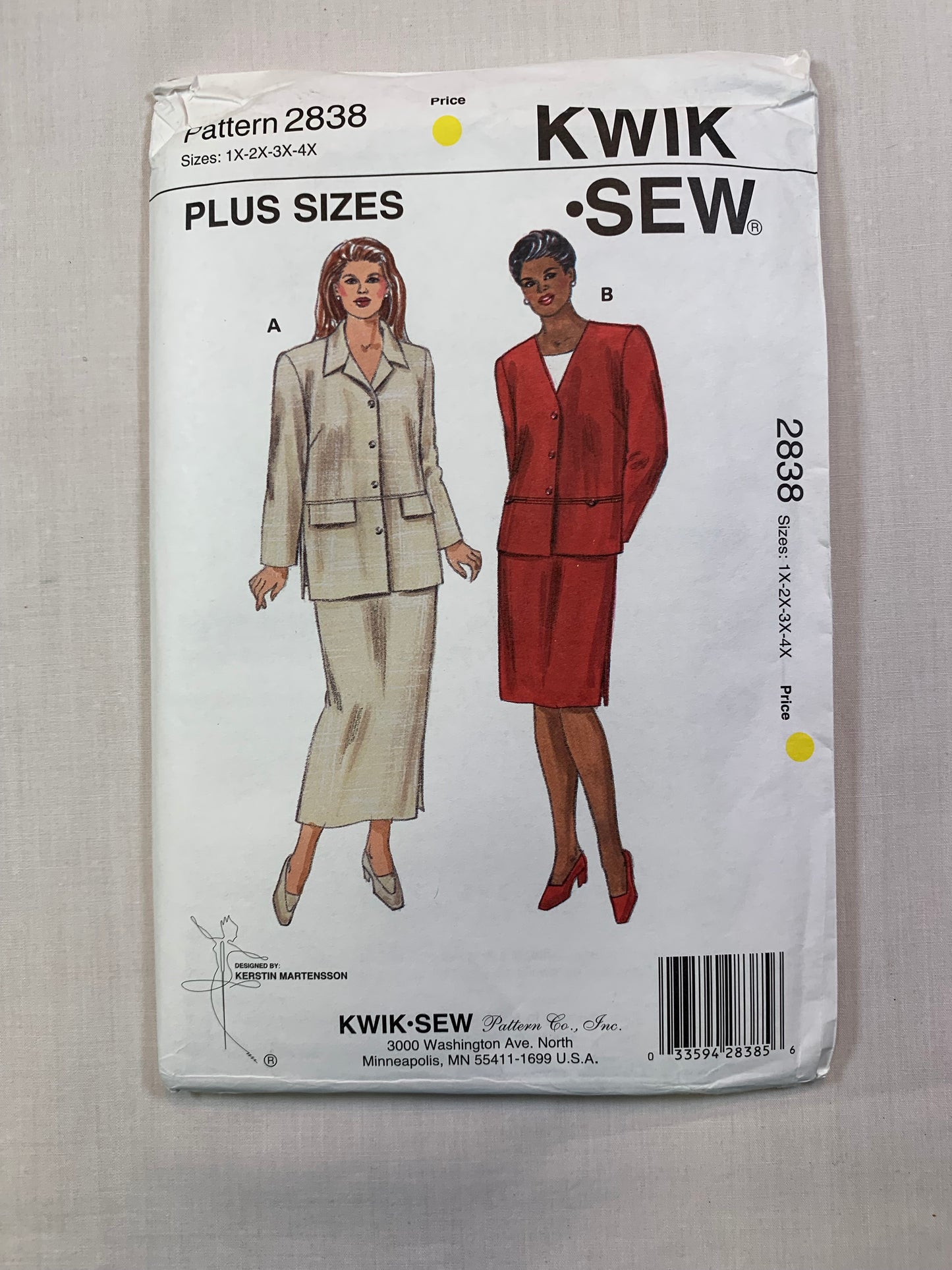 KWIK 2838 Misses' Jacket, Skirts, Size 1X-4X, Uncut, Vintage 1999