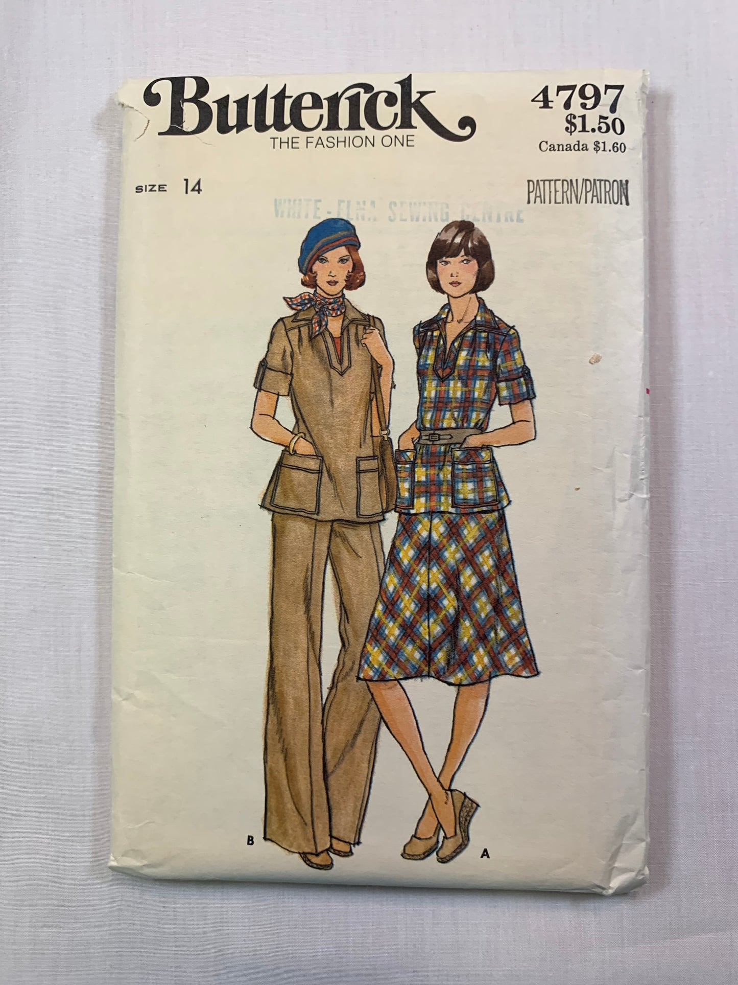 Butterick 4797 Misses' Skirts, Top, Pants, Size 14, Uncut, Vintage 1970