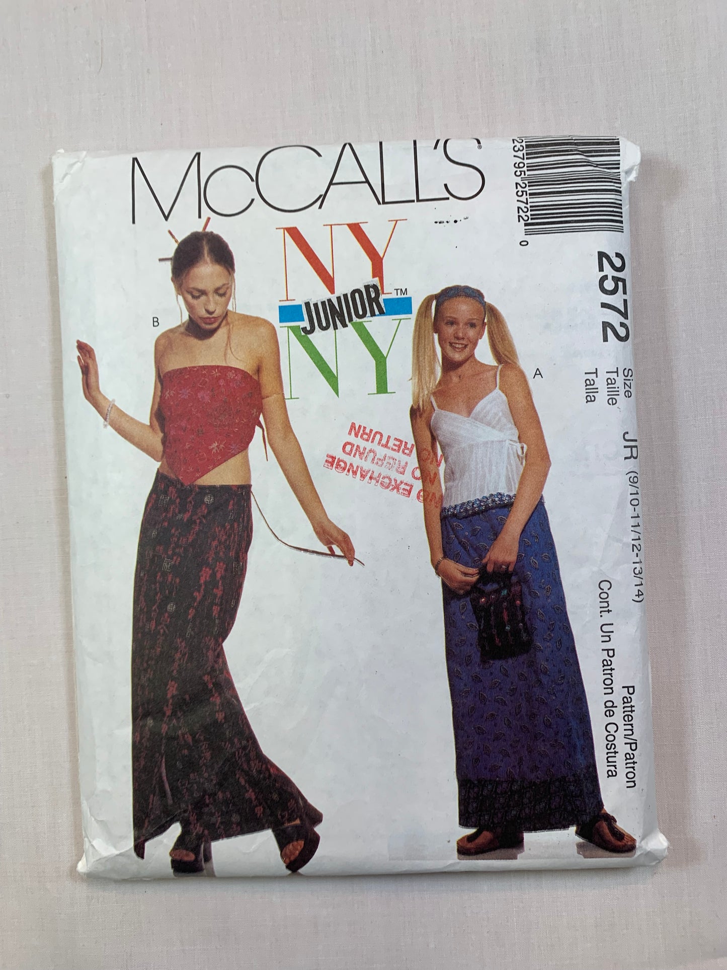 McCall's 2572 Misses' Junior, Top, Wrap Skirt, Size 9/10-13/14, Cut, 2000