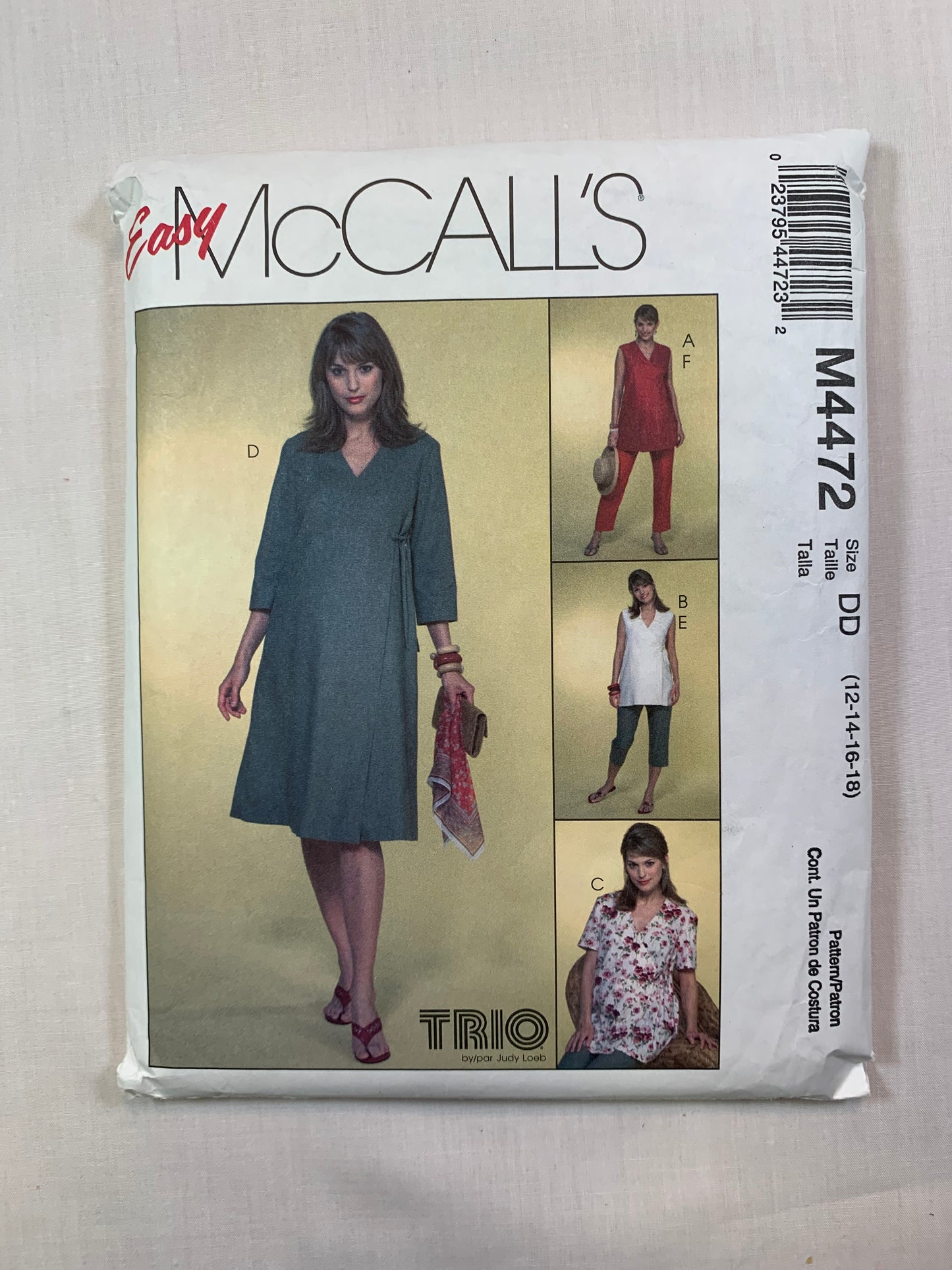 McCall's M4472 Misses' Maternity Dress, Top, Pants, Size 12-18, Cut, 2004