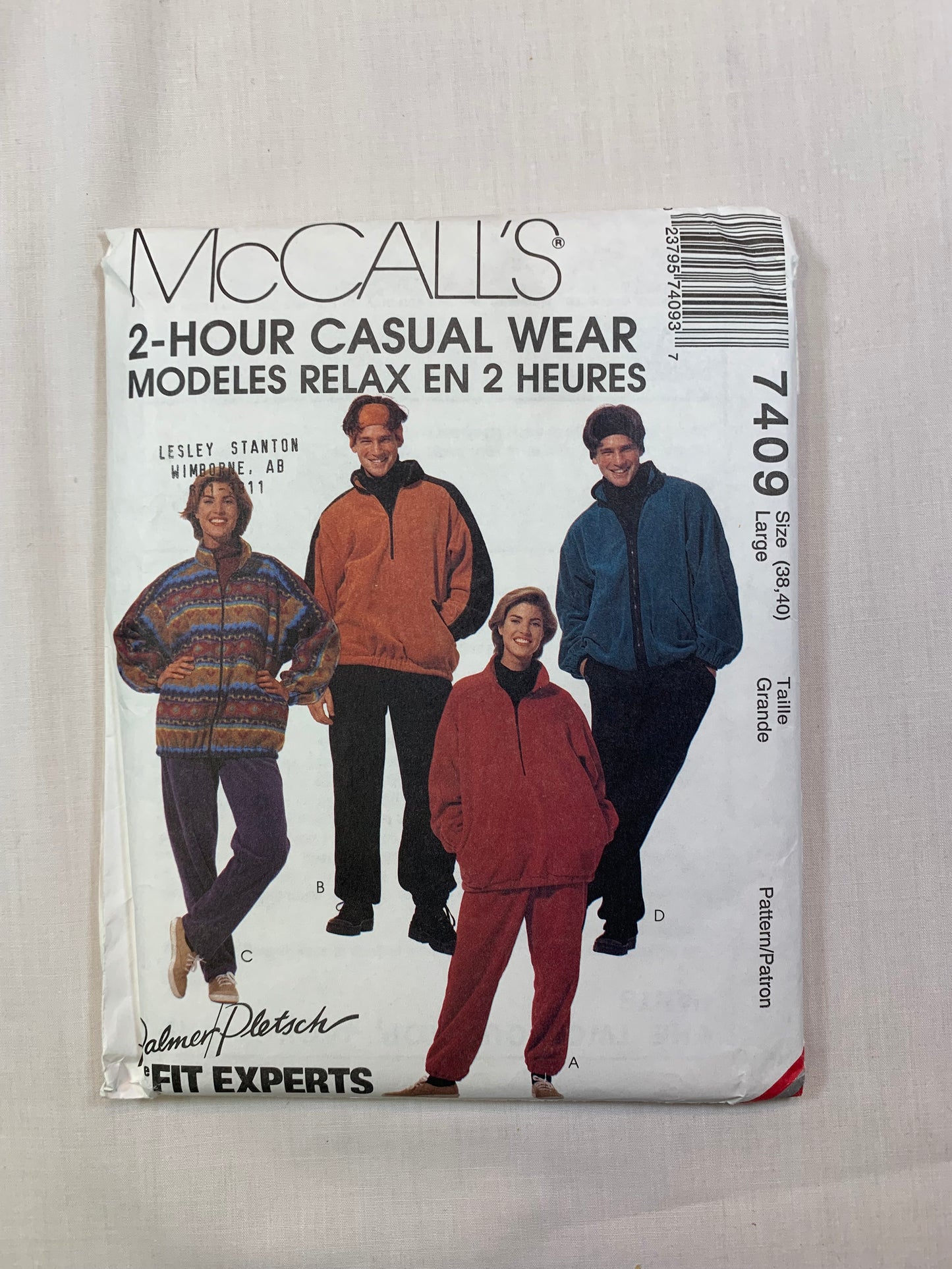 McCall's 5720 Misses', Men's Unlined Jacket, Top, Pants, Headband, Size 38-40, Uncut, Vintage 1994