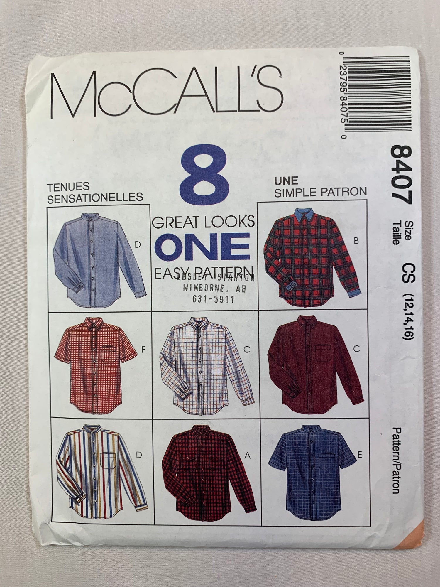 McCall's Boys' Girls' Shirts, Size 12-16, Uncut, Vintage 1993