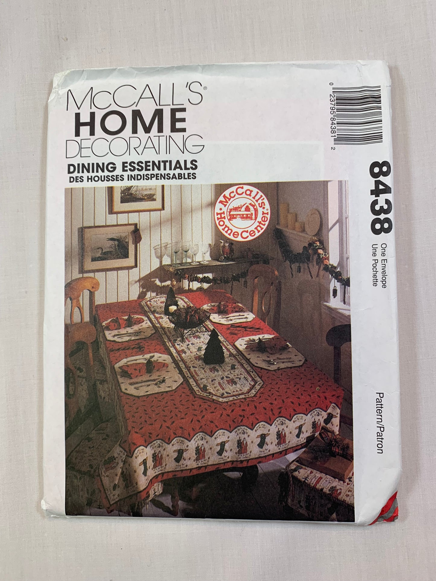 McCall's Sewing Pattern 8438 Home Decor Dining Essentials, Tablecloths, Chair Pad, Napkin, Placemats Table Runners, Uncut, Vintage 1996