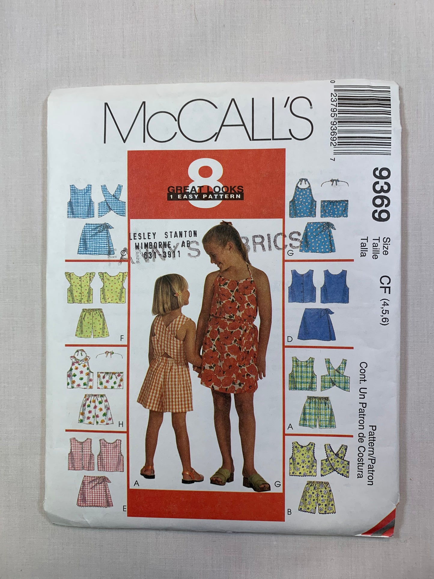 McCall's 9369 Girls' Top, Shorts, Skort, Size 4-6, Uncut, Vintage 1998