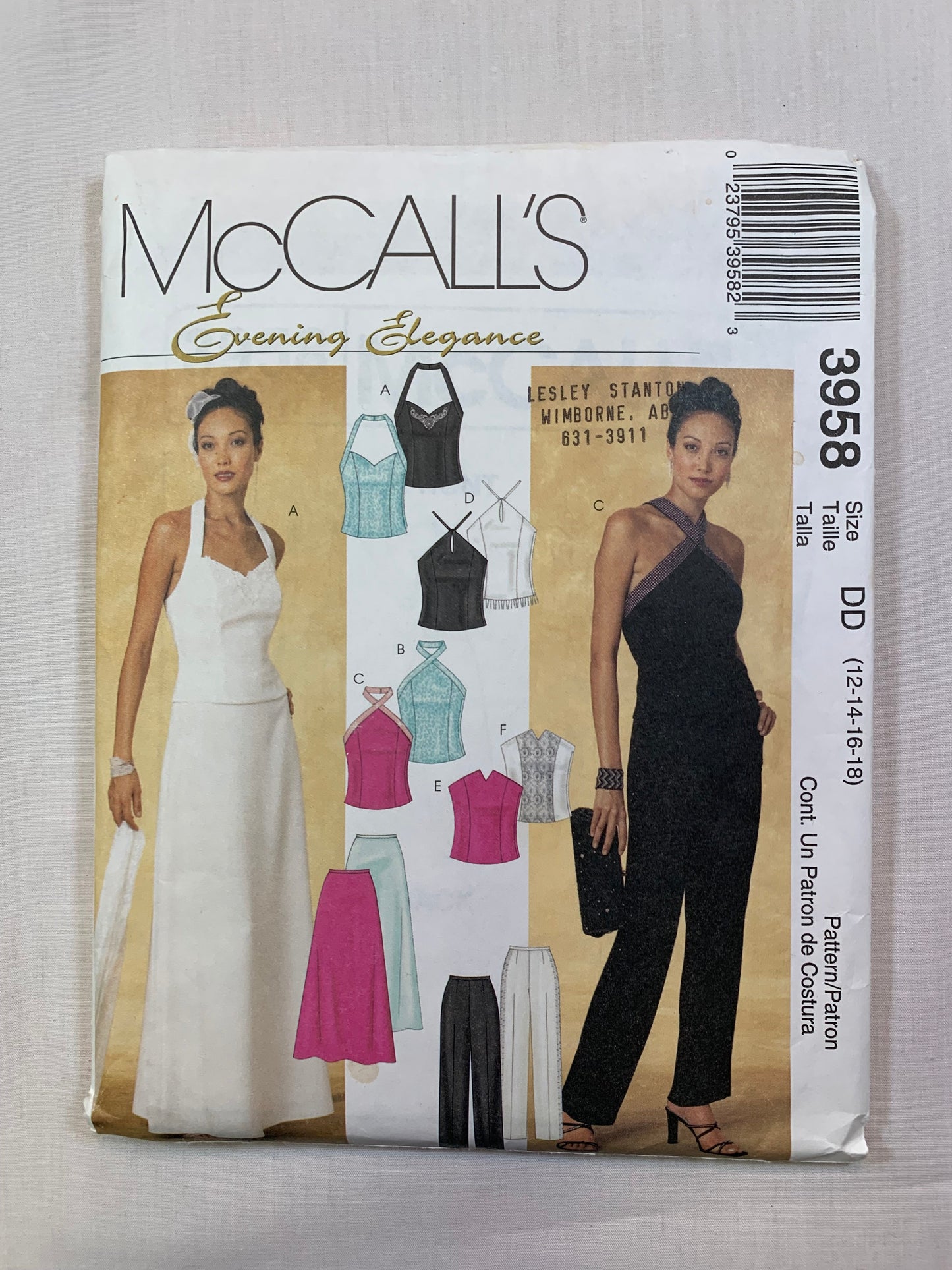 McCall's 3958 Misses'/Miss Petite Top, Skirt, Pants, Size 12-18, Uncut, 2003