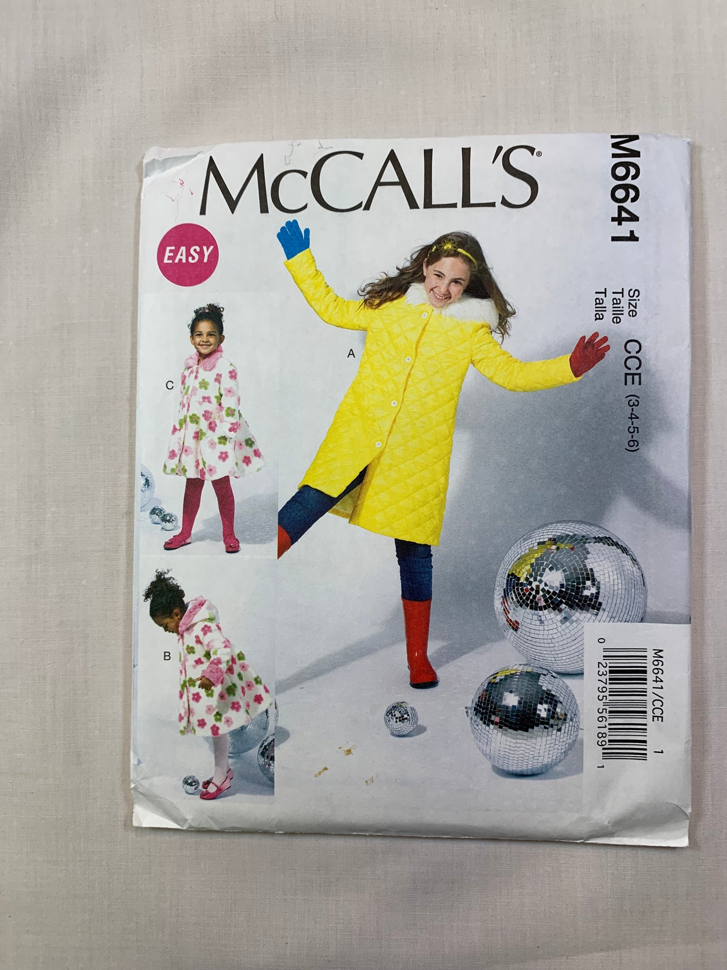 McCall's M6641 Children's, Girls' Lined Coats, Size 3-6, Uncut, 2012