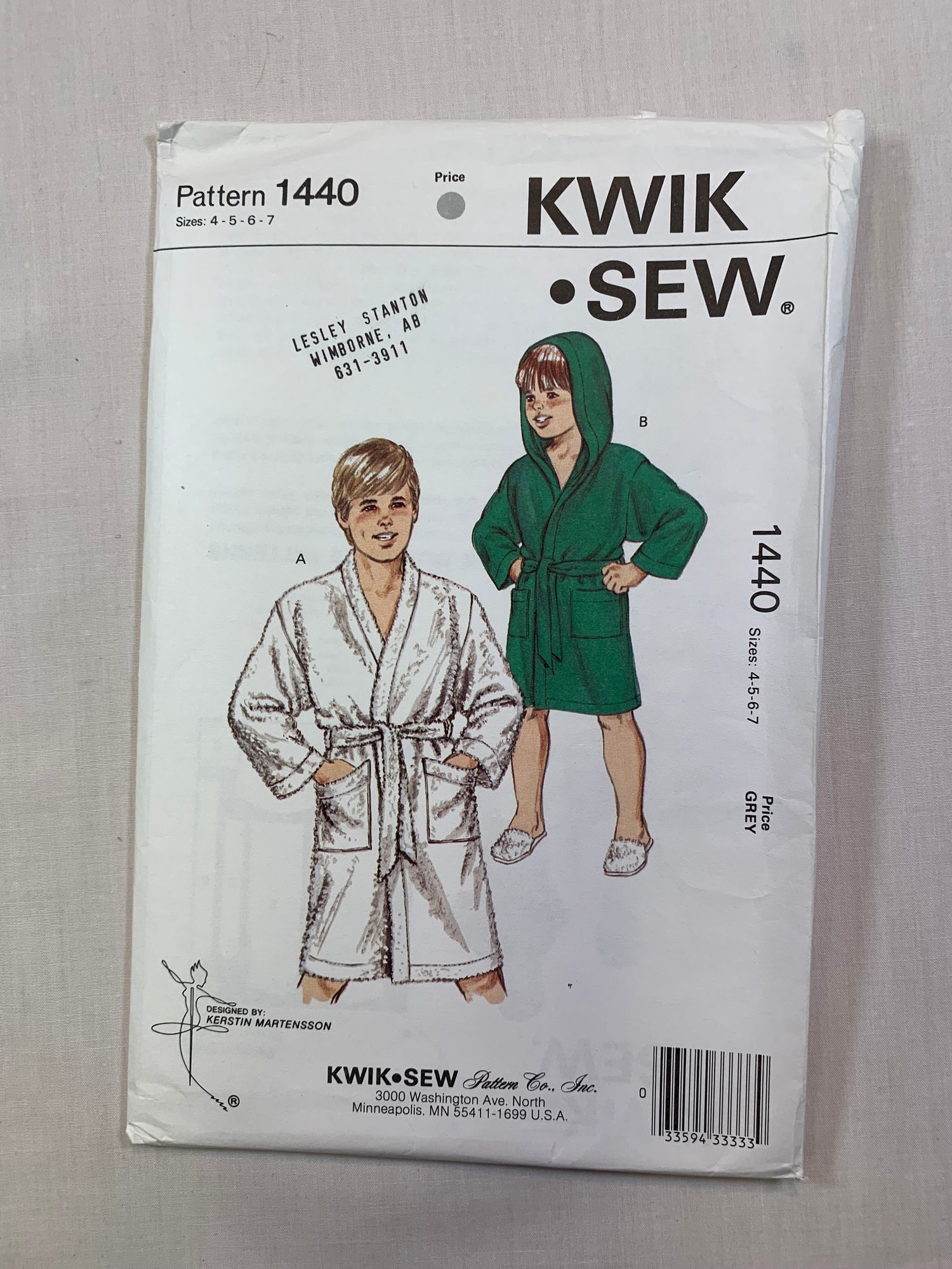 KWIK 1440 Boys' Bath Robes, Size 4-7, Cut, Vintage 1985
