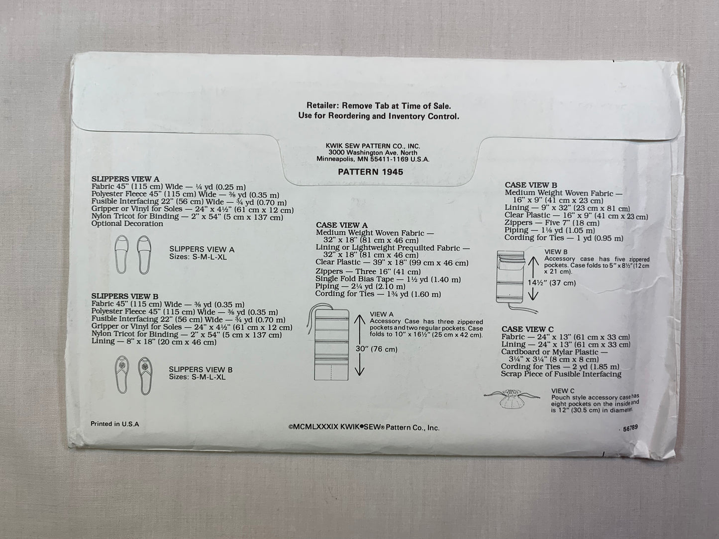 Kwik 1945 Crafts, Slippers, Accessory Cases, Uncut, Vintage 1989