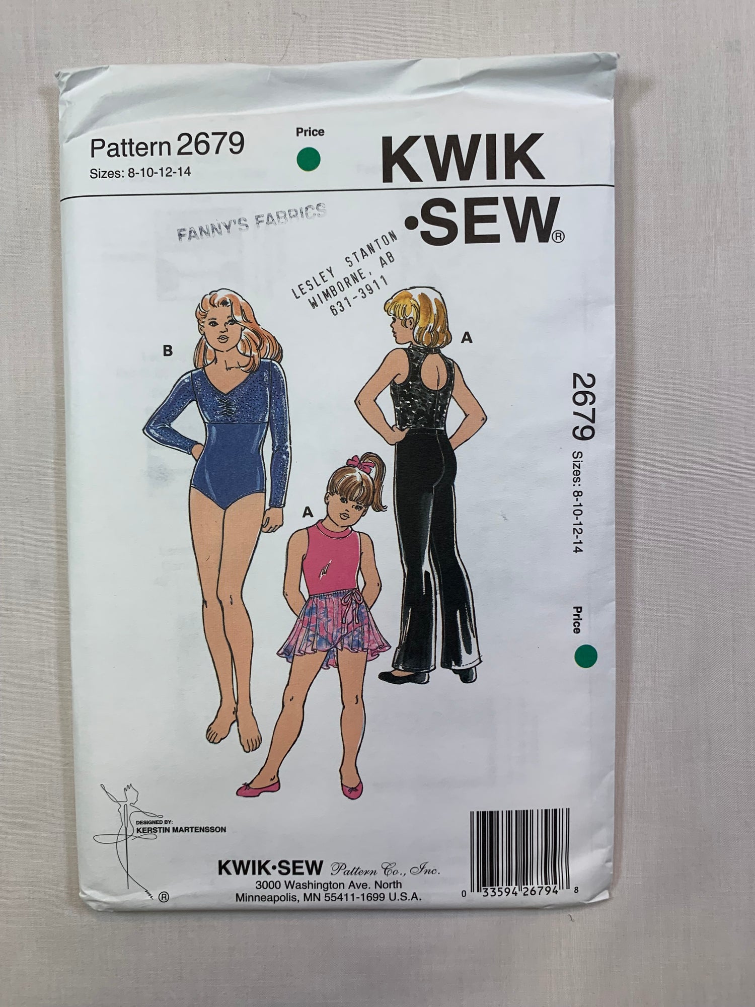 KWIK 2679 Girls' Skirt, Pants, Leotards, Size 8-14, Uncut, Vintage 1997