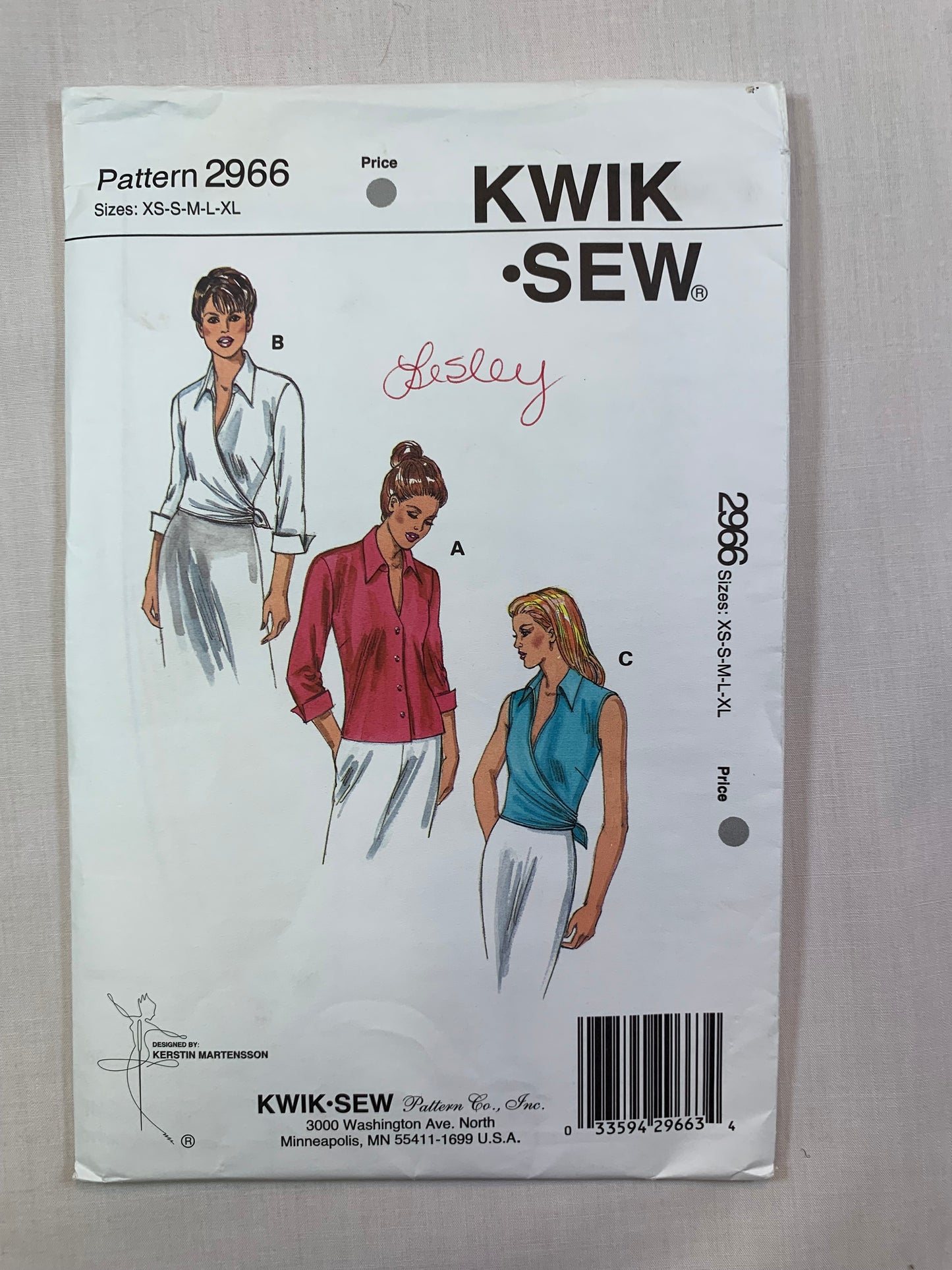 KWIK 2966 Misses' Shirts, Size XS-L, Uncut, 2001