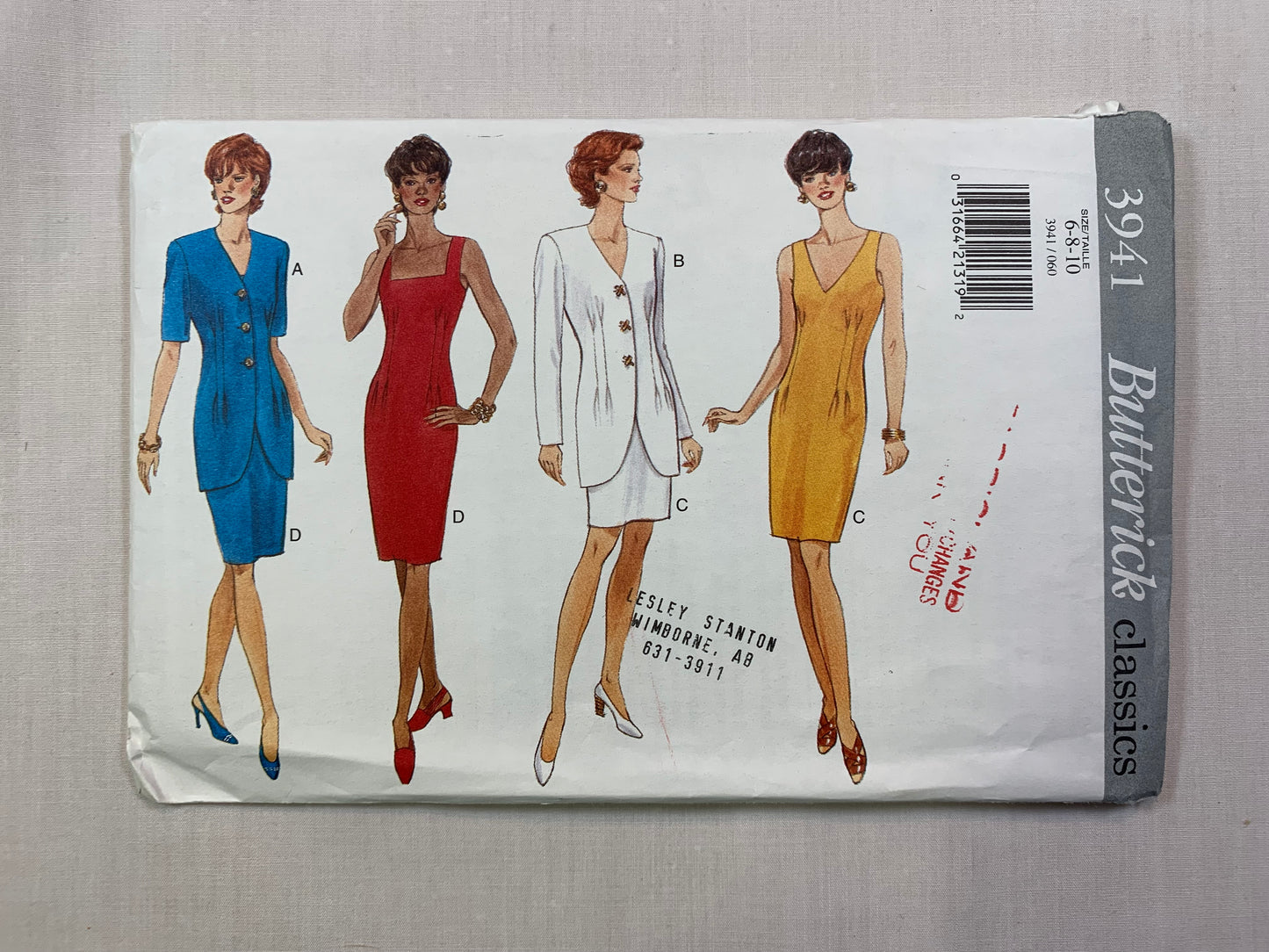 Butterick Sewing Pattern 3941 Misses' Petite Jacket, Dress, Loose-Fitting, Shoulder Pads, Two Lengths, Zipper Back, Size 6-10, Uncut, Vintage 1995