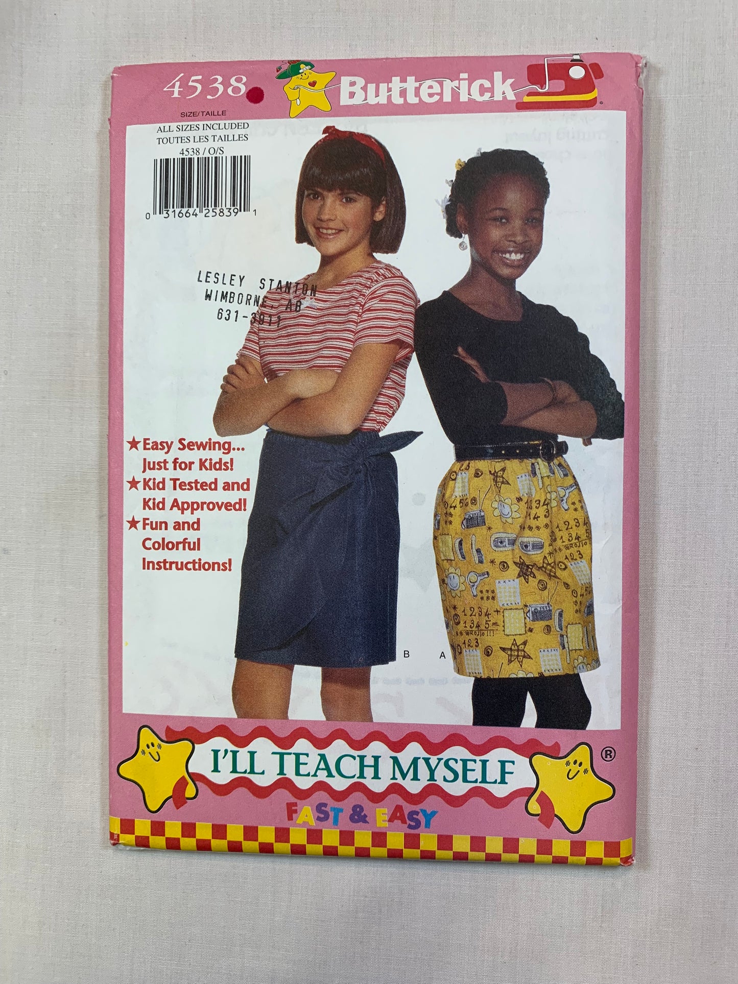 Butterick 4538 Girls' Skirt, Size 7-14, Uncut, Vintage 1997