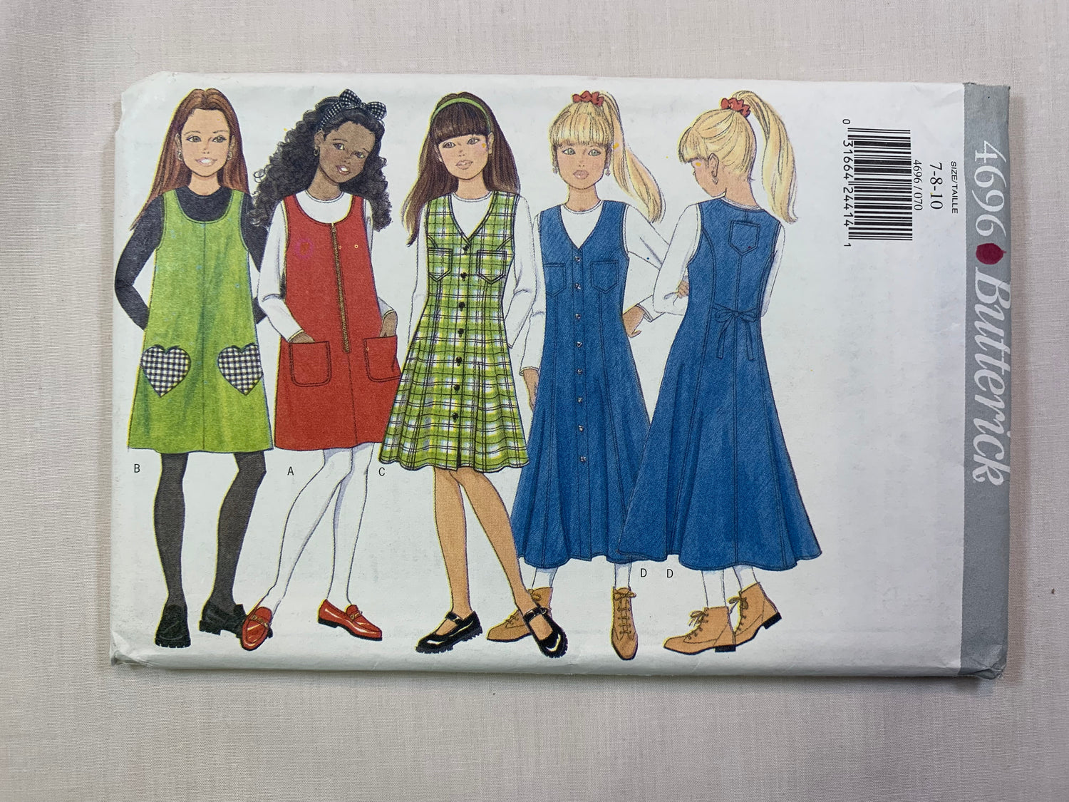 Butterick 4696 Girls' Jumper, Top, Size 7-10, Uncut, Vintage 1996
