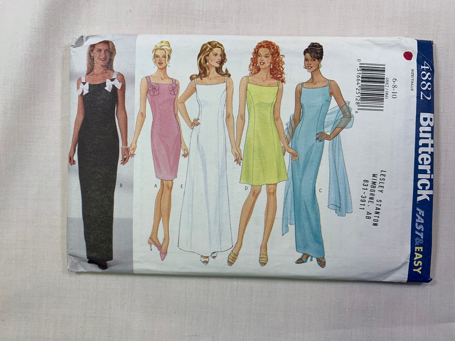Butterick 4882 Misses'/Misses' Petite Dress, Size 6-10, Uncut, Vintage 1997