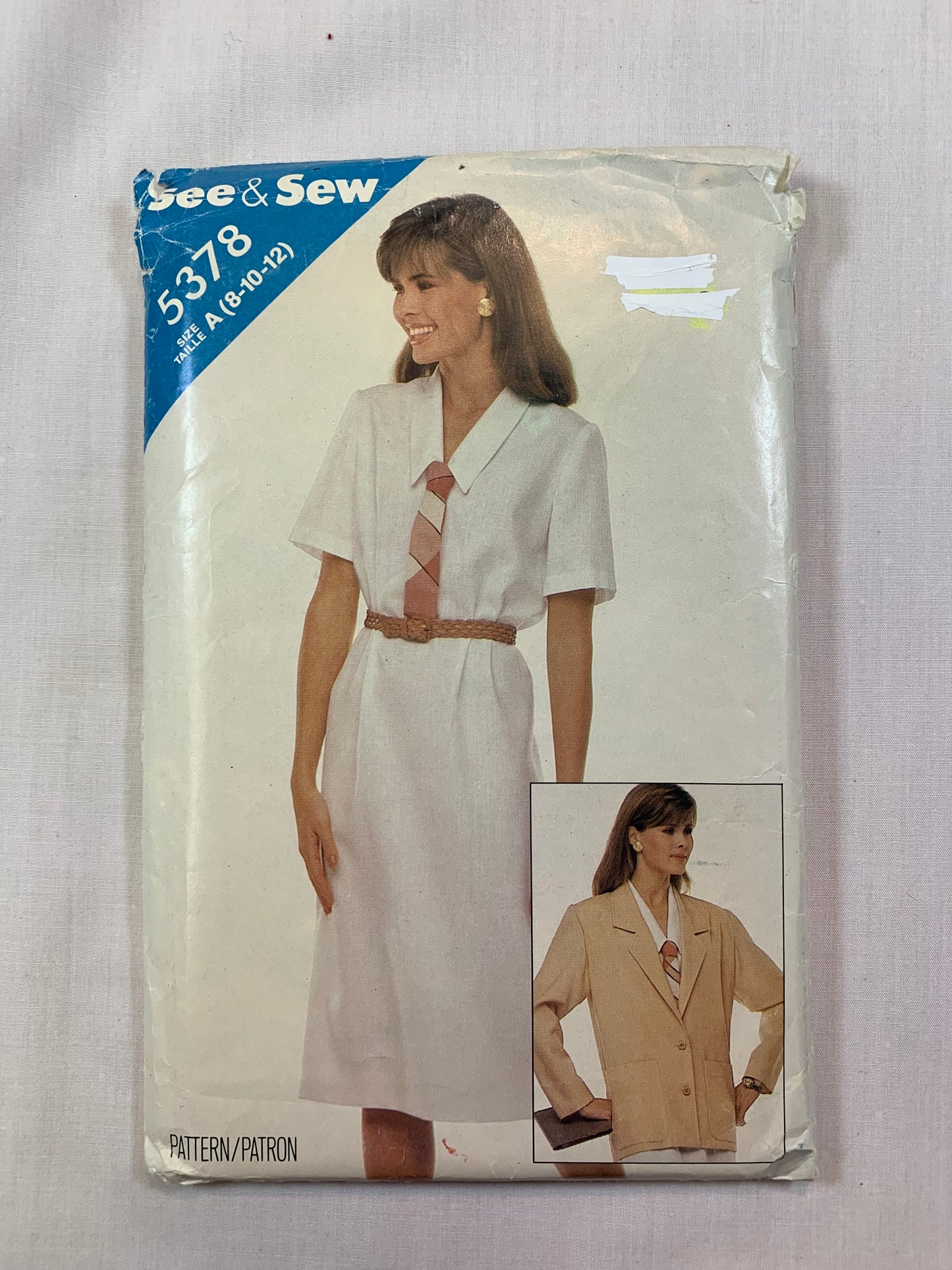 Butterick 5378 See & Sew Misses' Dress, Jacket, Size 8-12, Cut, Vintage 1985