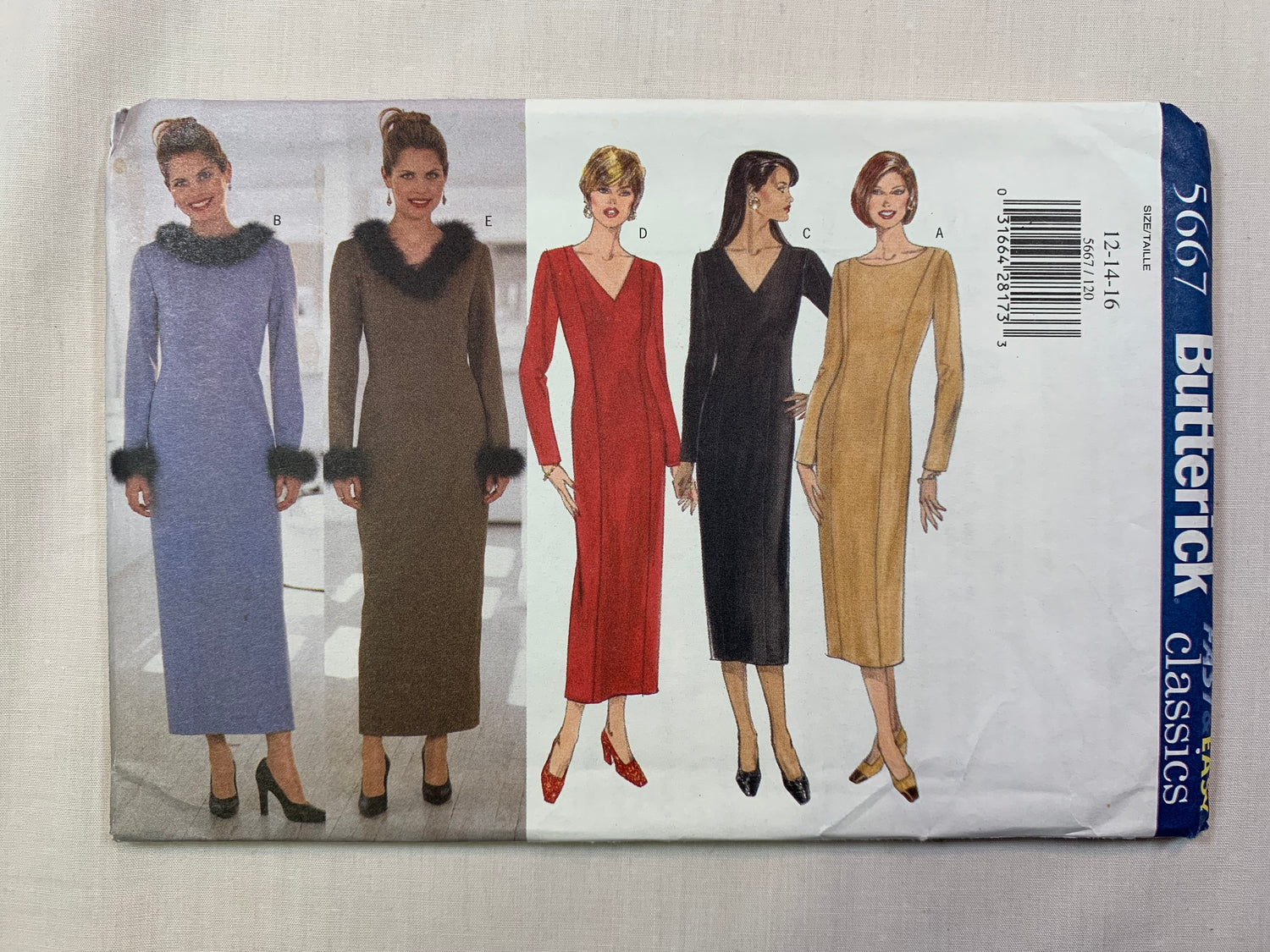 Butterick 5667 Misses'/Misses' Petite Dress, Size 12-16, Uncut, Vintage 1998