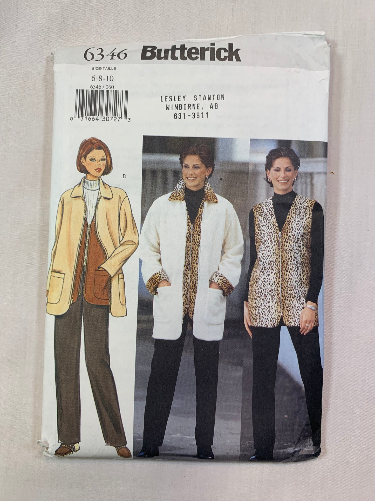 Butterick 6346 Misses' Petite Jacket, Vest, Pants, Size 6-10, Uncut, Vintage 1999