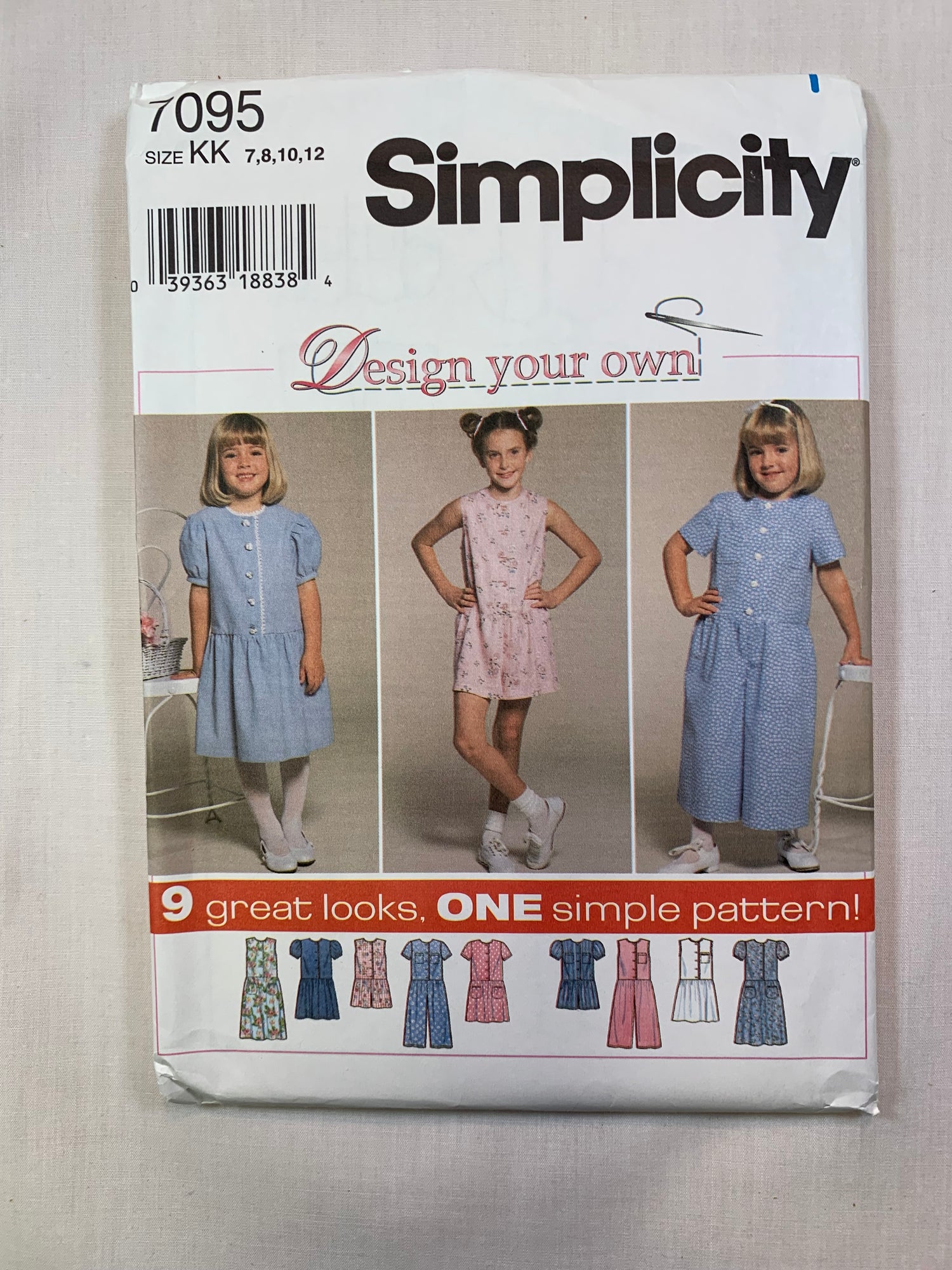 Simplicity 7095 Girls' Dress, Romper, Size 7-12, Cut, Vintage 1996