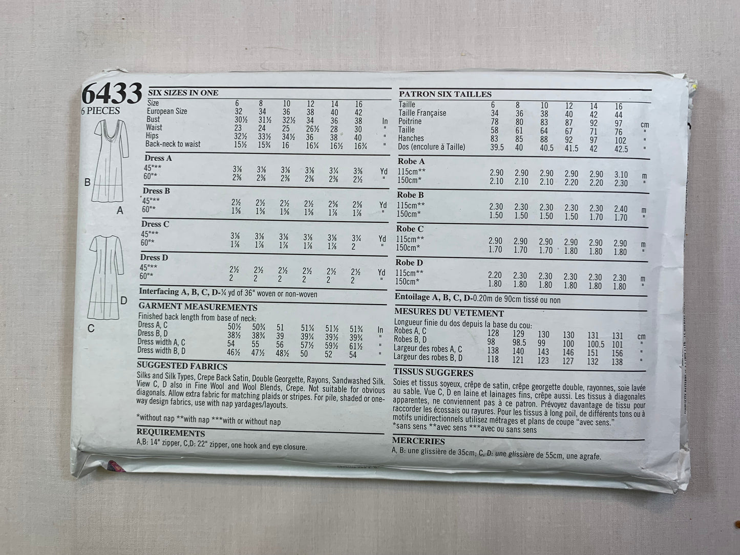 Simplicity New Look 6433 Misses' Dress, Size 6-16, Uncut, Vintage 1995