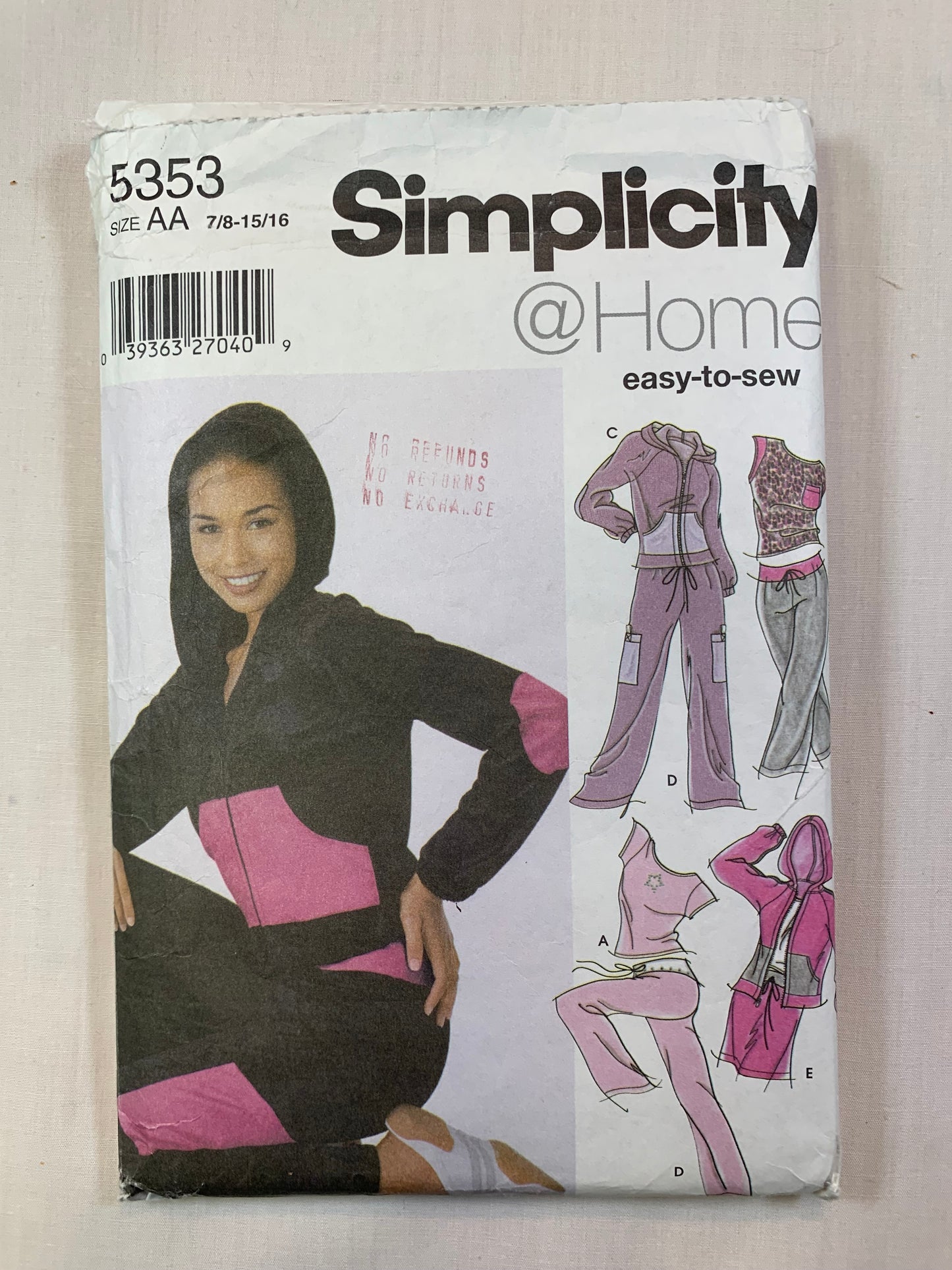 Simplicity 5353 Junior Misses' Top, Pants, Skirt, Sweatshirt, Size 7-12, Cut, 2003
